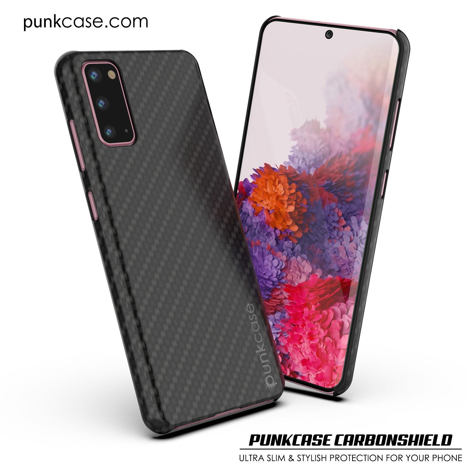 Galaxy S21 Case, Punkcase CarbonShield, Heavy Duty & Ultra Thin 2 Piece Dual Layer PU Leather Black Cover (Carbon Fiber Style)