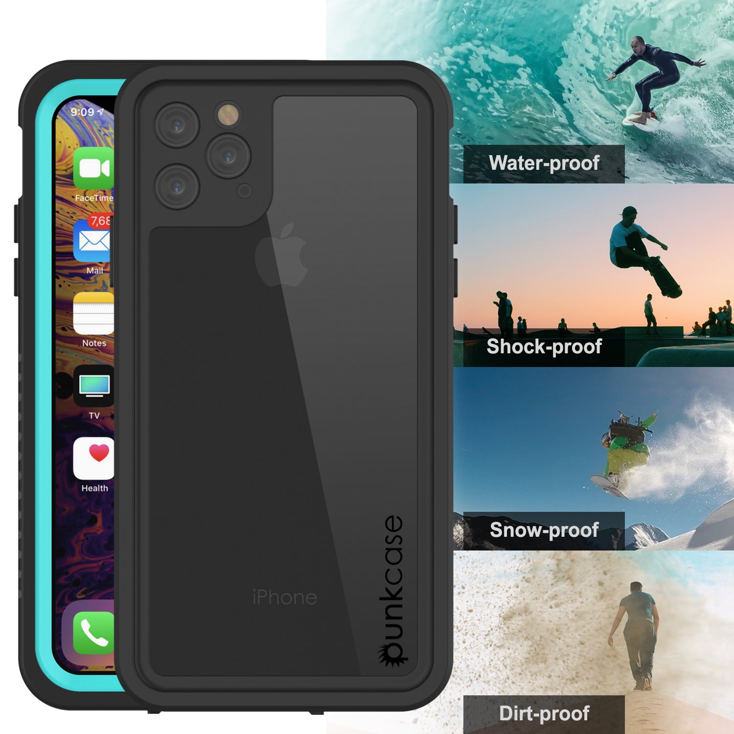 iPhone 11 Pro Max Waterproof Case, Punkcase [Extreme Series] Armor Cover W/ Built In Screen Protector [Teal]