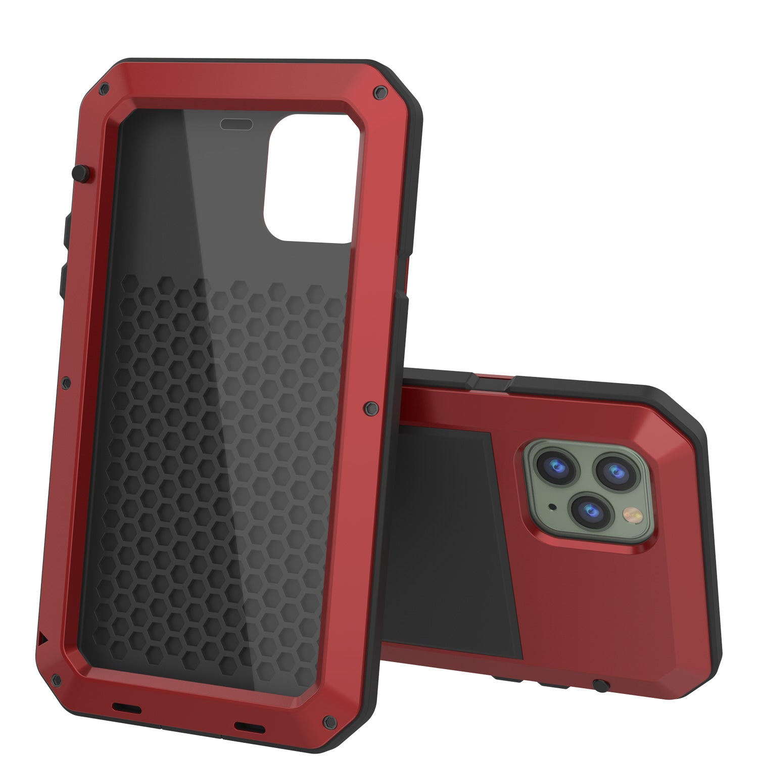 iPhone 11 Pro Max Metal Case, Heavy Duty Military Grade Armor Cover [shock proof] Full Body Hard [Red]
