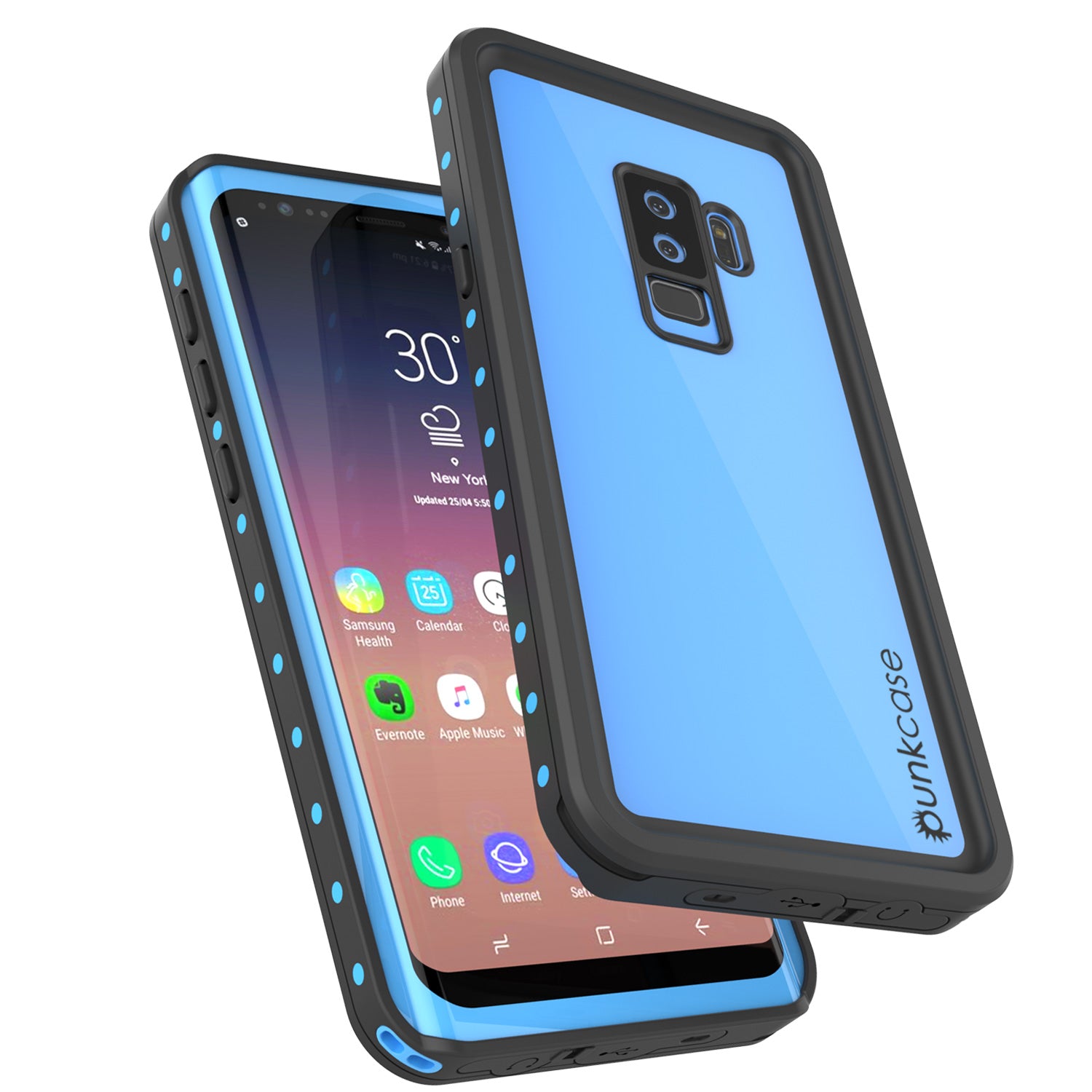 Galaxy S9 Plus Waterproof Case PunkCase StudStar Light Blue Thin 6.6ft Underwater IP68 ShockProof