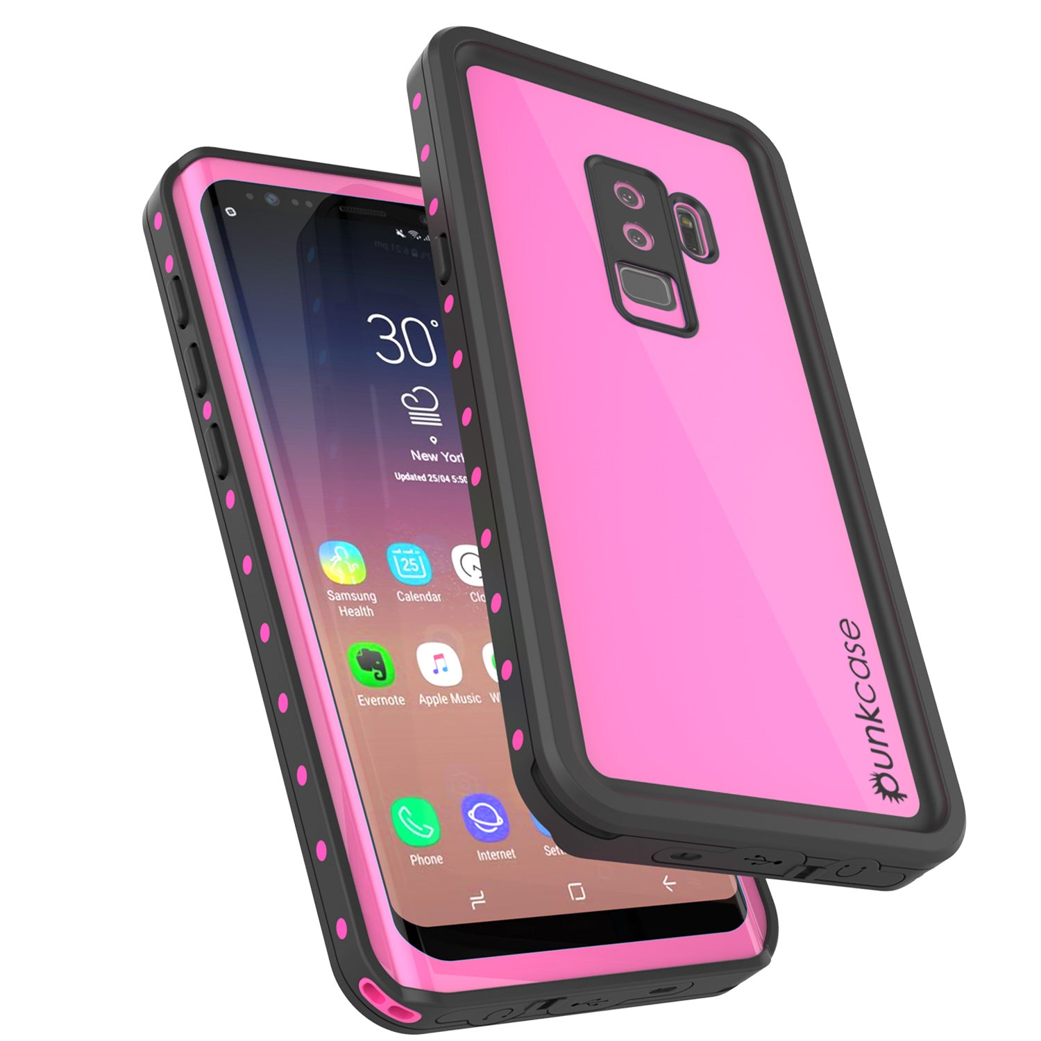 Galaxy S9 Plus Waterproof Case PunkCase StudStar Pink Thin 6.6ft Underwater IP68 Shock/Snow Proof