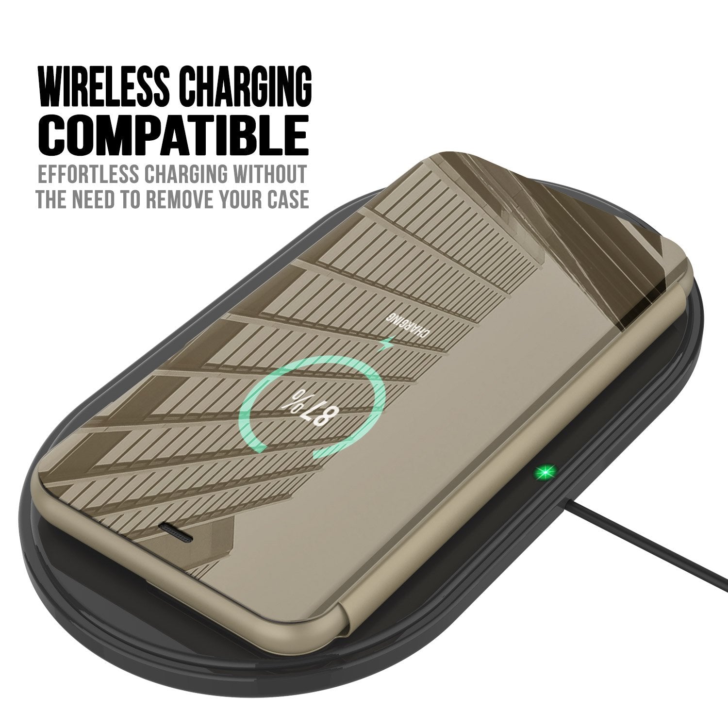 Punkcase iPhone 11 Pro Max Reflector Case Protective Flip Cover [Gold]