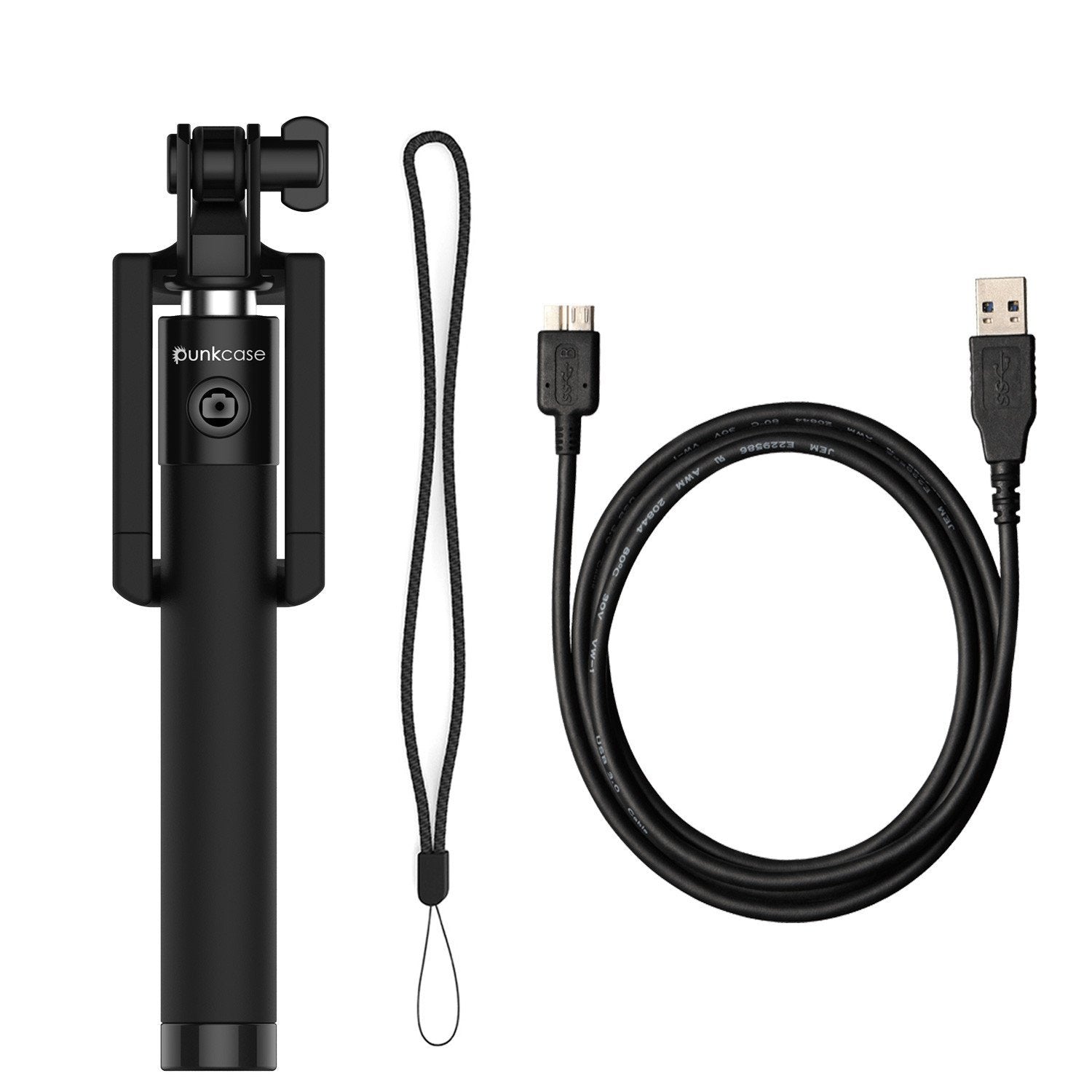 Selfie Stick - Black, Extendable Monopod with Built-In Bluetooth Remote Shutter