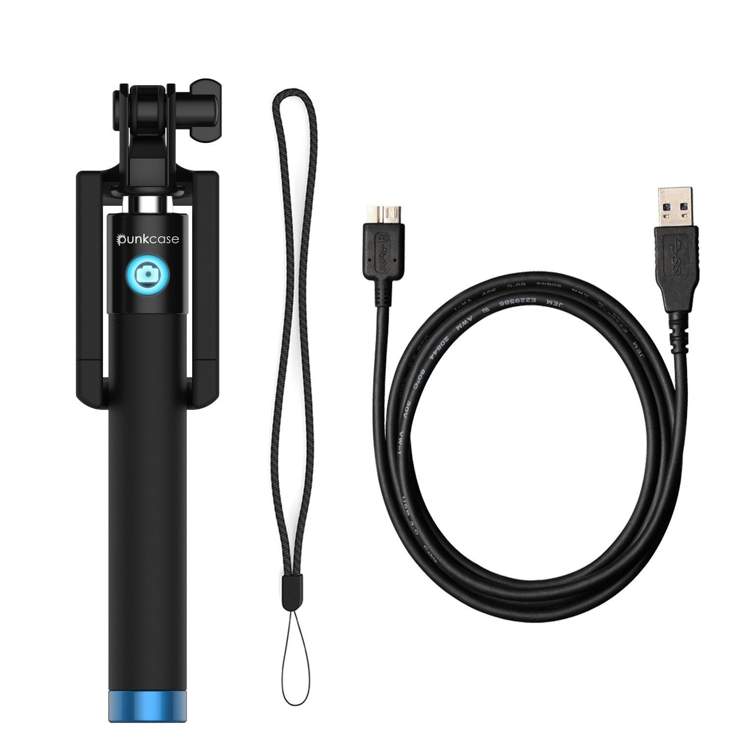 Selfie Stick - Blue, Extendable Monopod with Built-In Bluetooth Remote Shutter