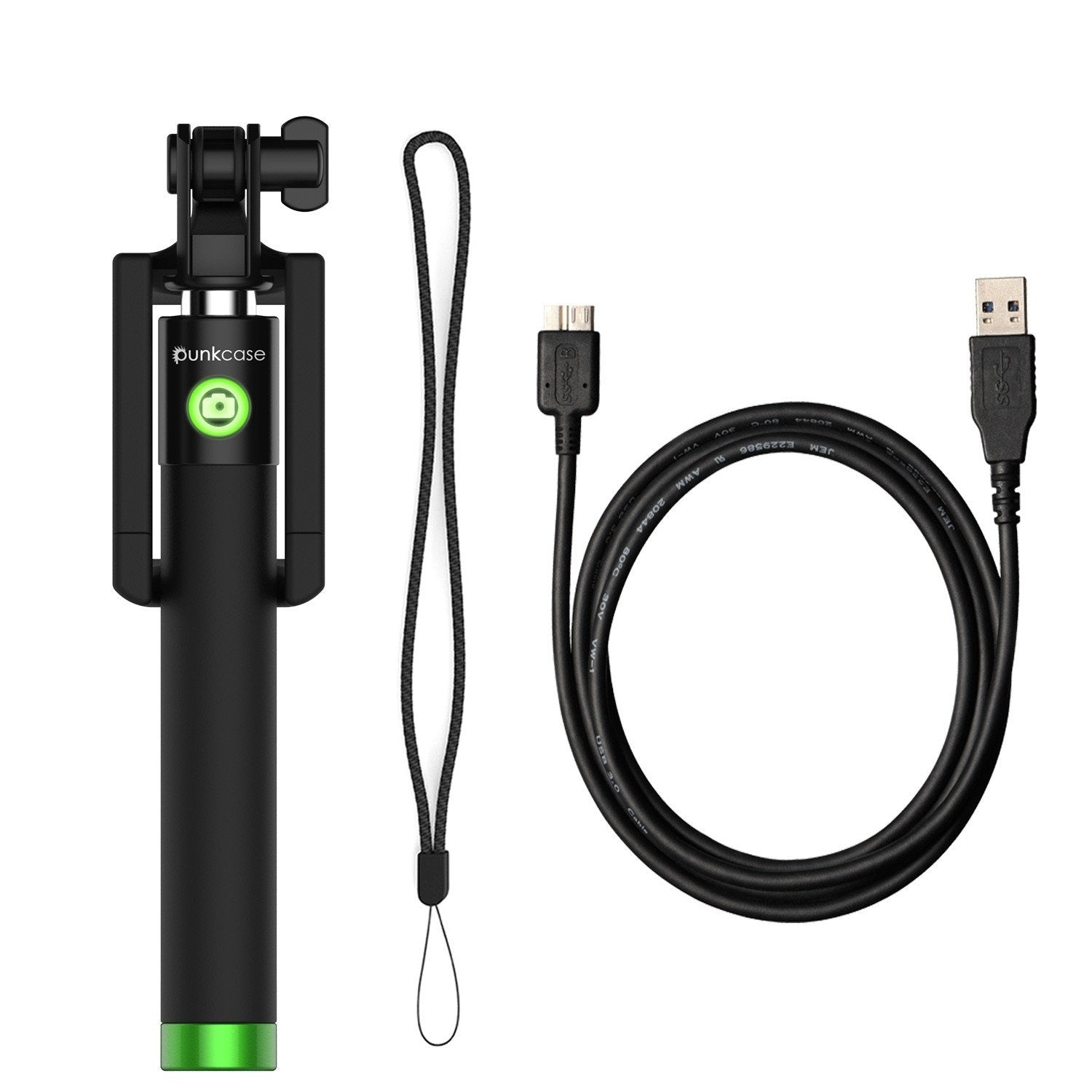Selfie Stick - Green, Extendable Monopod with Built-In Bluetooth Remote Shutter