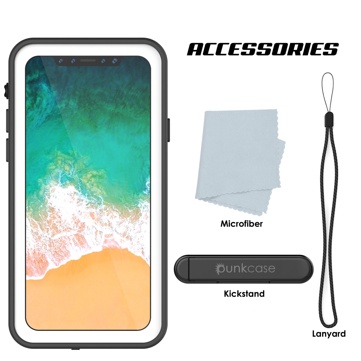iPhone X Waterproof IP68 Case, Punkcase [White] [StudStar Series] [Slim Fit] [Dirtproof]