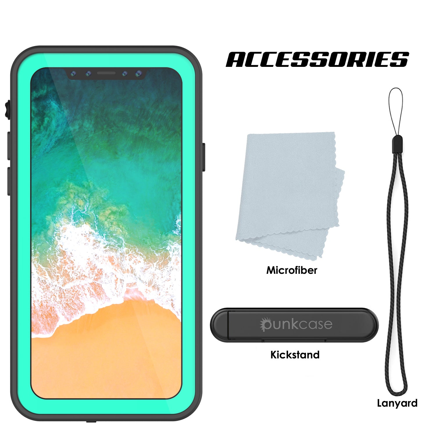 iPhone X Waterproof IP68 Case, Punkcase [Teal] [StudStar Series] [Slim Fit] [Dirtproof]