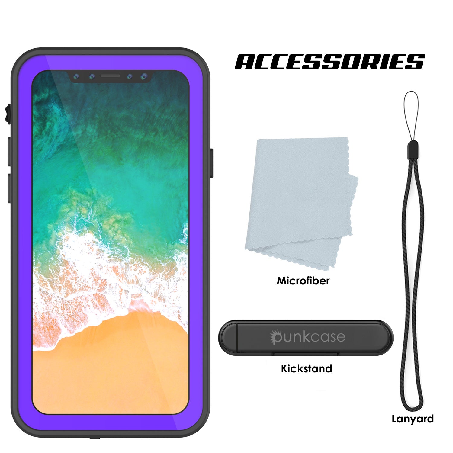 iPhone X Waterproof IP68 Case, Punkcase [Purple] [StudStar Series] [Slim Fit] [Dirtproof]