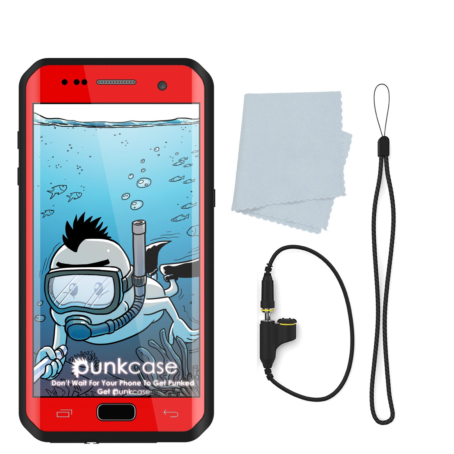 Galaxy S7 EDGE Waterproof Case PunkCase StudStar Red Thin 6.6ft Underwater IP68 Shock/Snow Proof