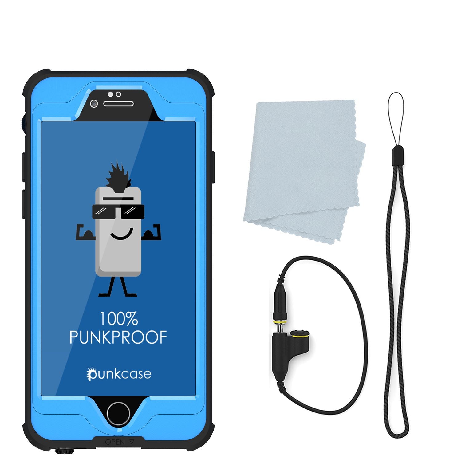 iPhone 6s/6 Waterproof Case, PunkCase StudStar Light Blue w/ Attached Screen Protector | Warranty