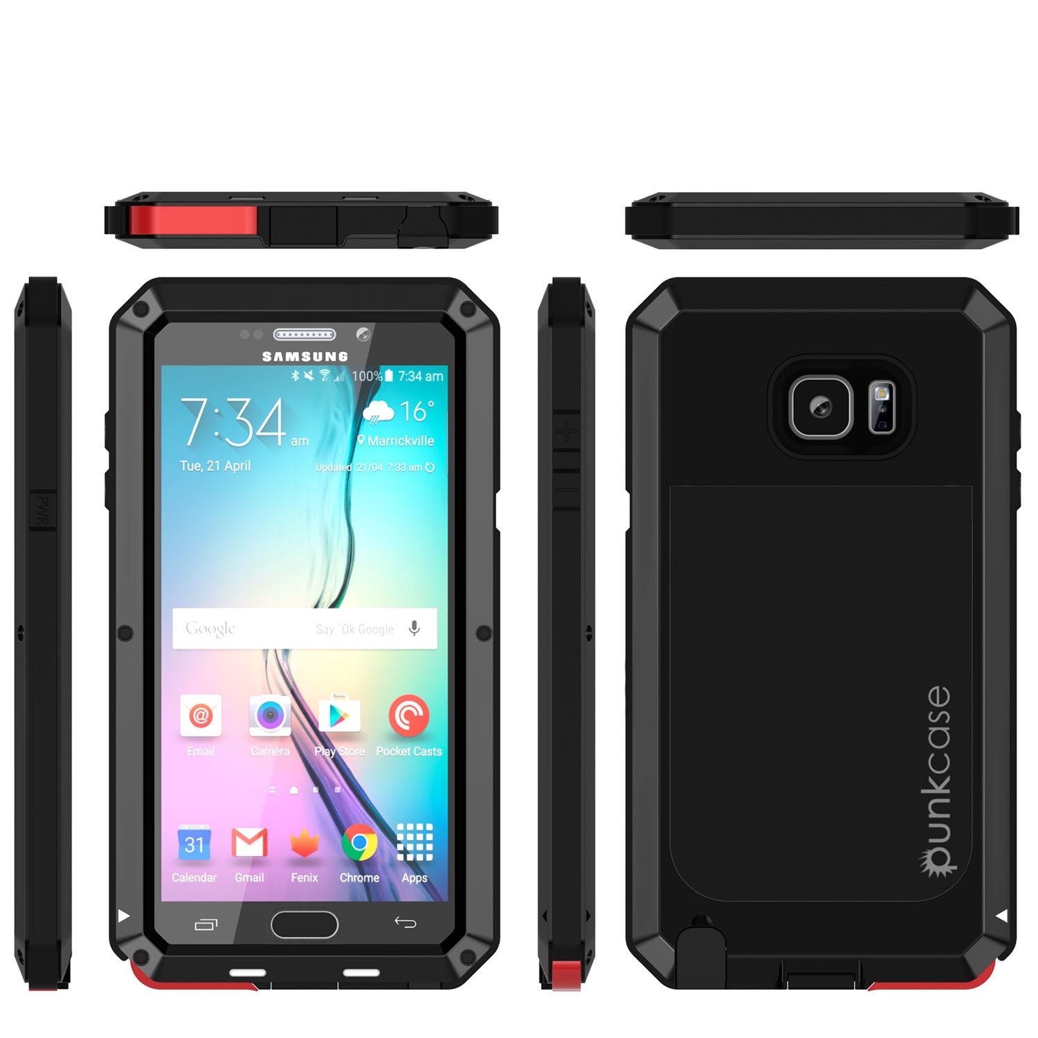 Note 5 Case, Punkcase® METALLIC Series BLACK w/ TEMPERED GLASS | Aluminum Frame