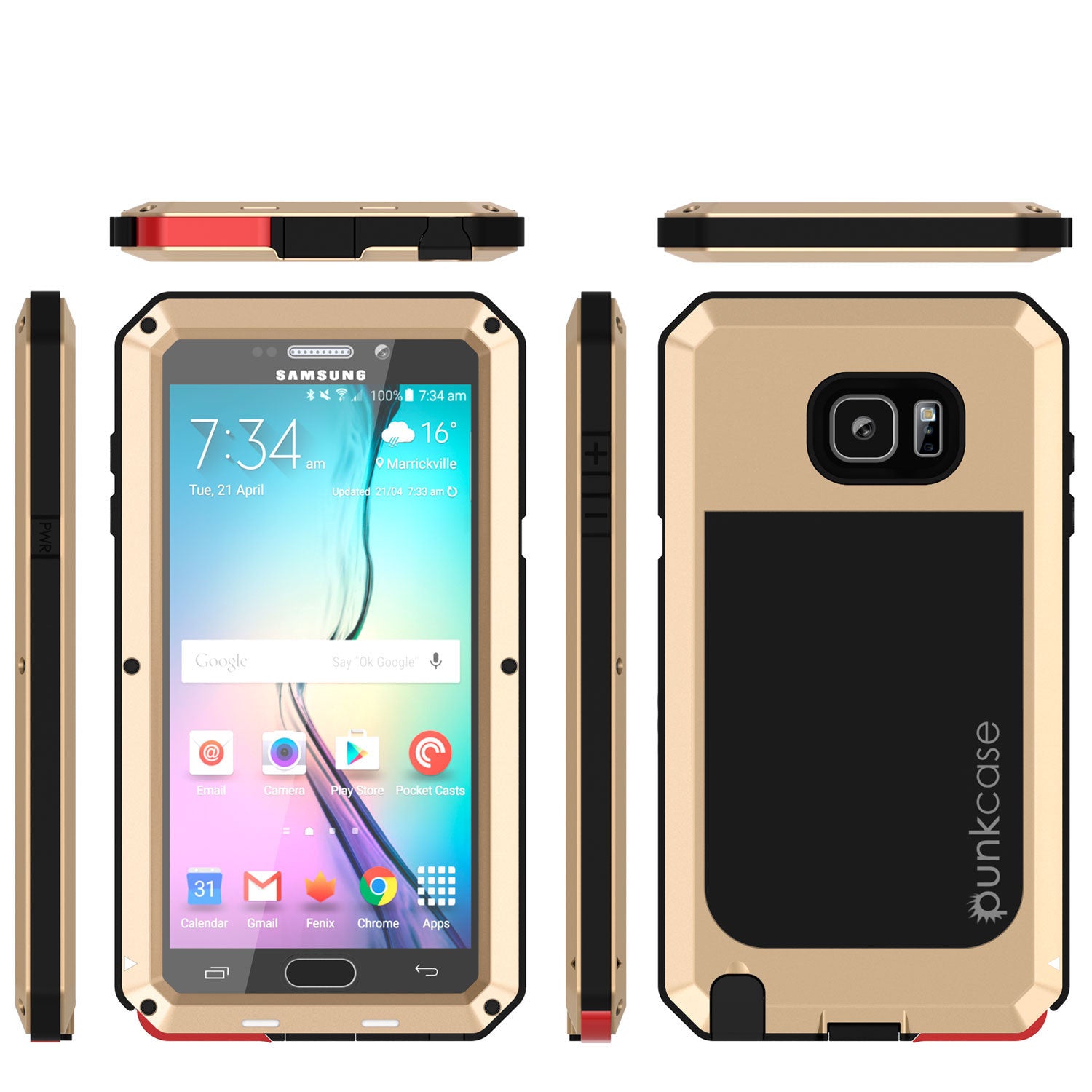 S7 Case, Punkcase® METALLIC Series GOLD for Samsung Galaxy S7 W/ TEMPERED GLASS | Aluminum Frame