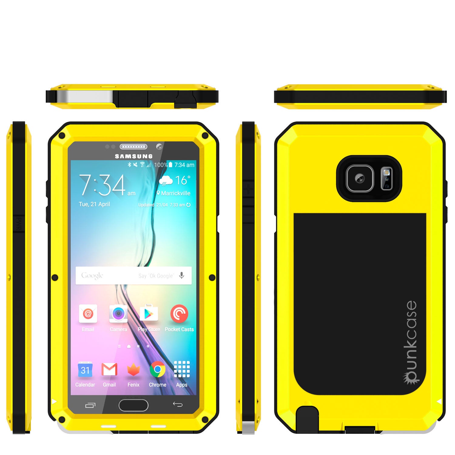 Note 5 Case, Punkcase® METALLIC Series NEON w/ TEMPERED GLASS | Aluminum Frame