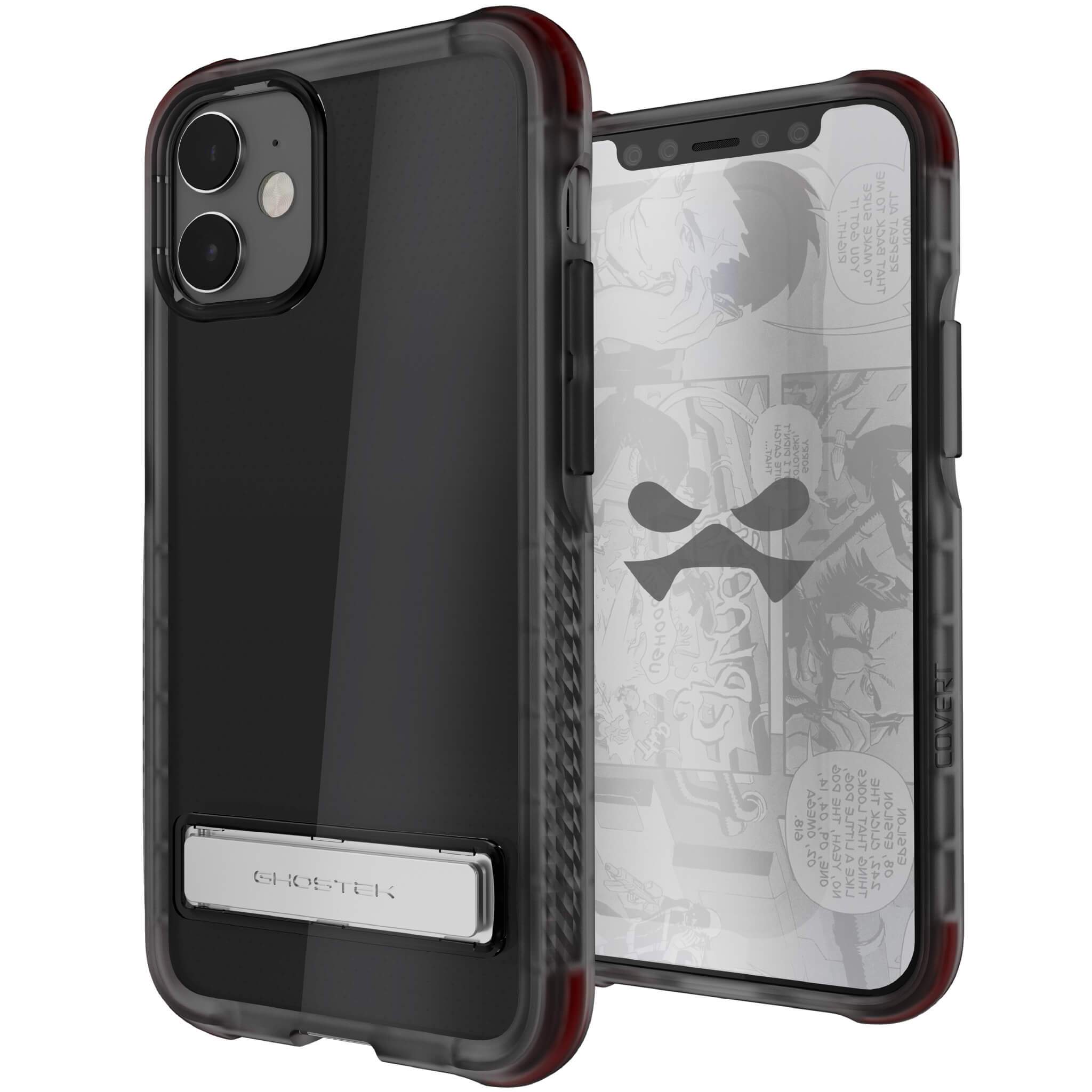 iPhone 12 Mini  - COVERT CLEAR Cases with Metal Kickstand [Smoke]