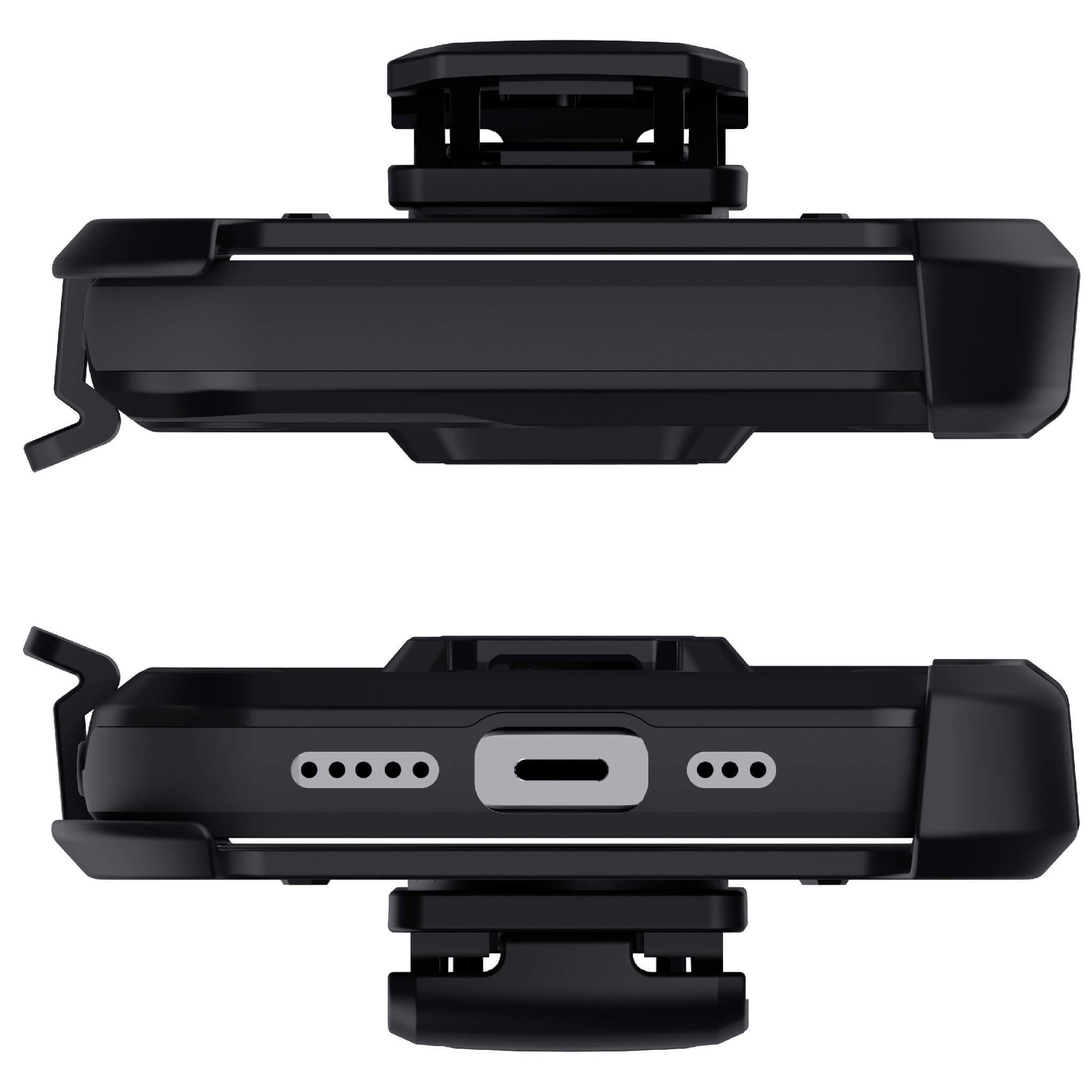 iPhone 12 Pro  - IRON ARMOR Belt Clip Holster Case with Stand and Card Holder [Matte Black]