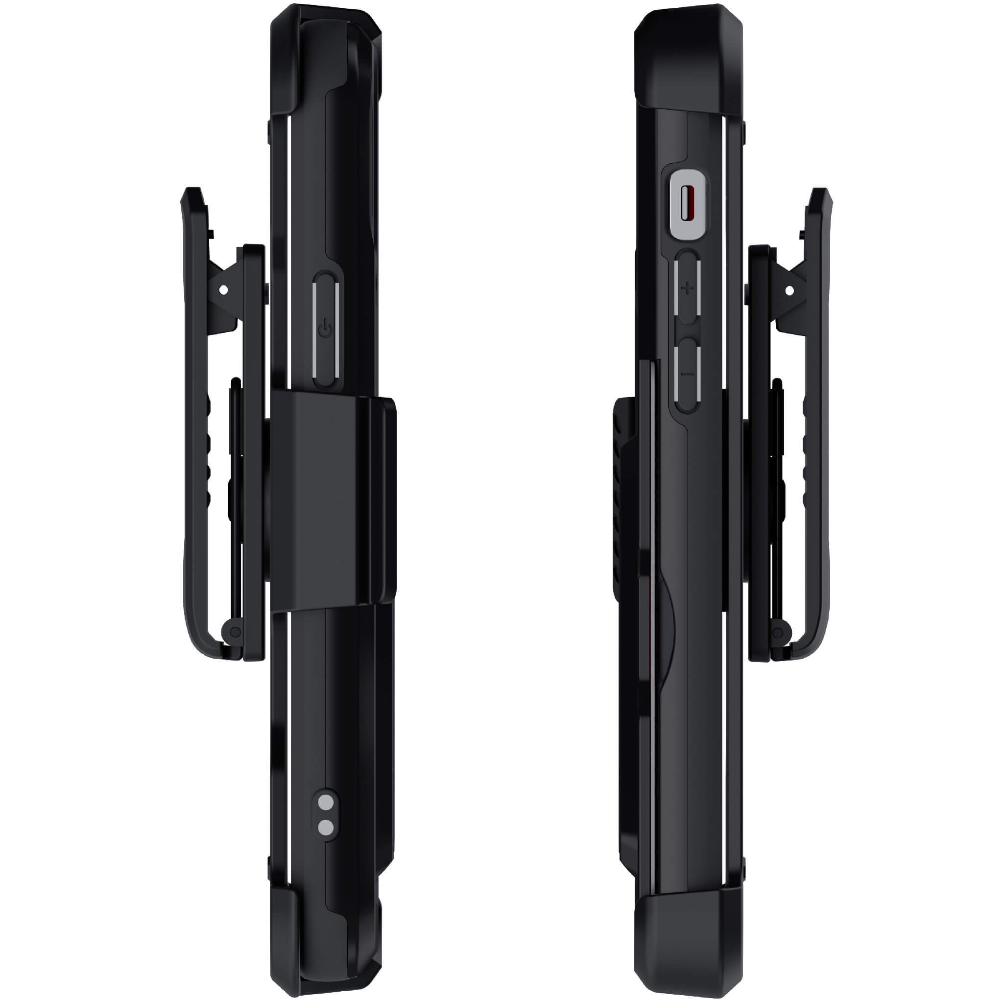 iPhone 12 Pro  - IRON ARMOR Belt Clip Holster Case with Stand and Card Holder [Matte Black]