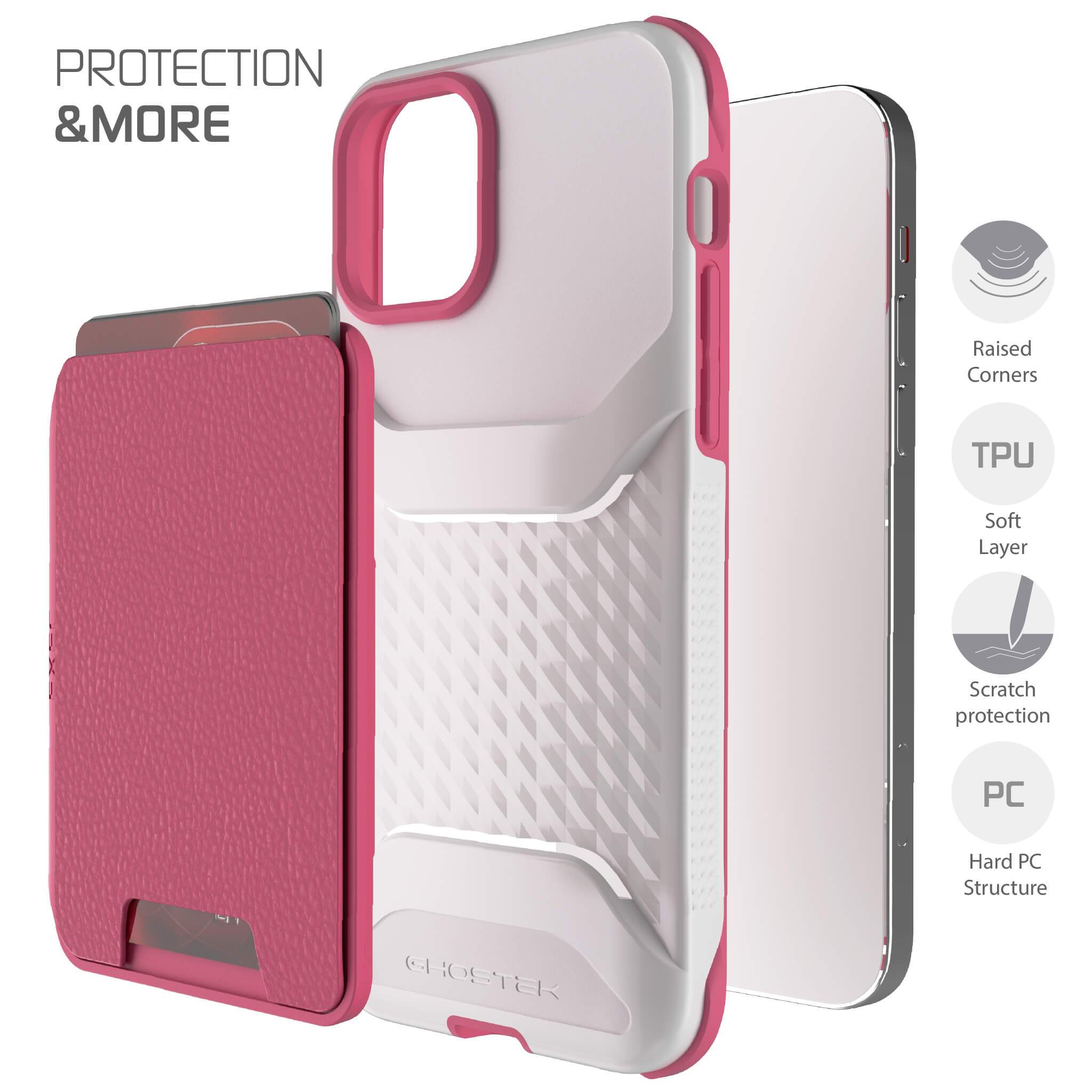 iPhone 12 Pro  - Magnetic Wallet Case with Card Holder [Pink]