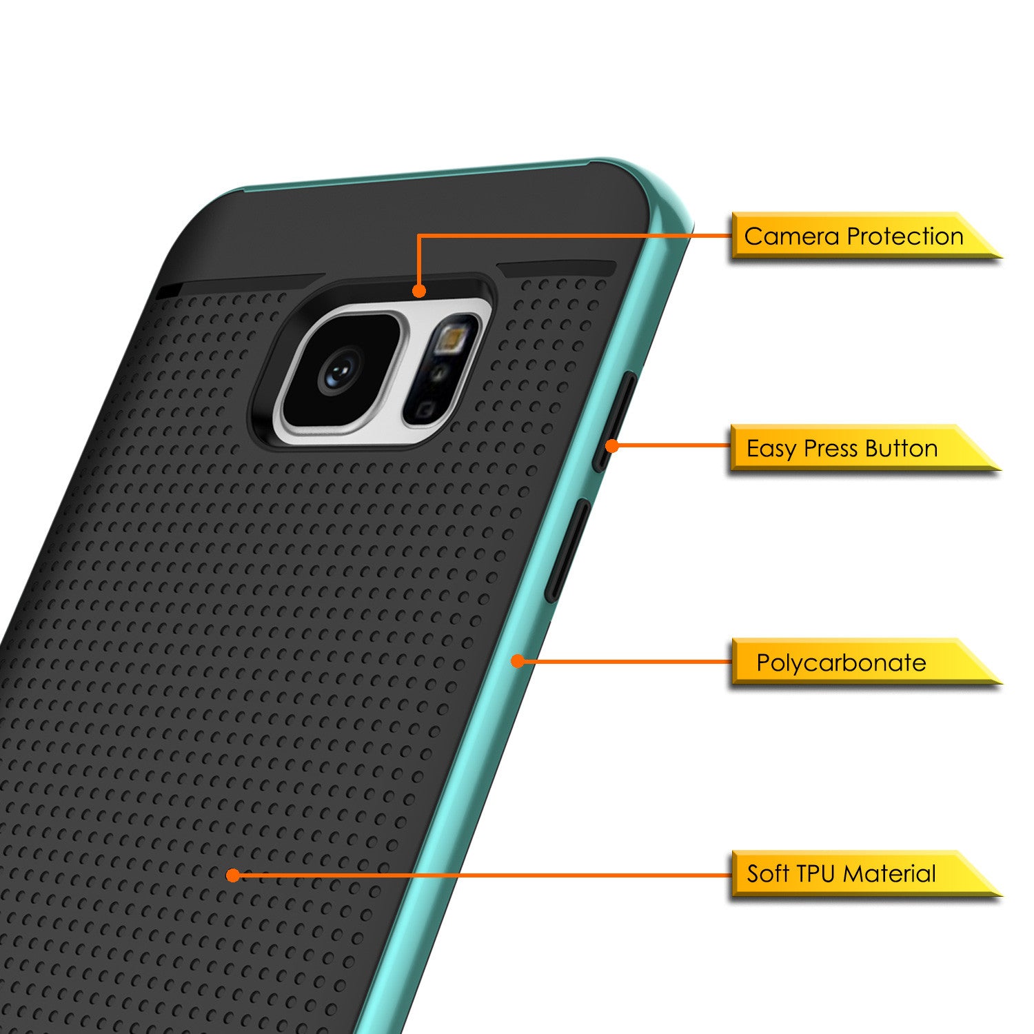 Galaxy S7 Edge Case, PunkCase STEALTH Teal Series Hybrid 3-Piece Shockproof Dual Layer Cover