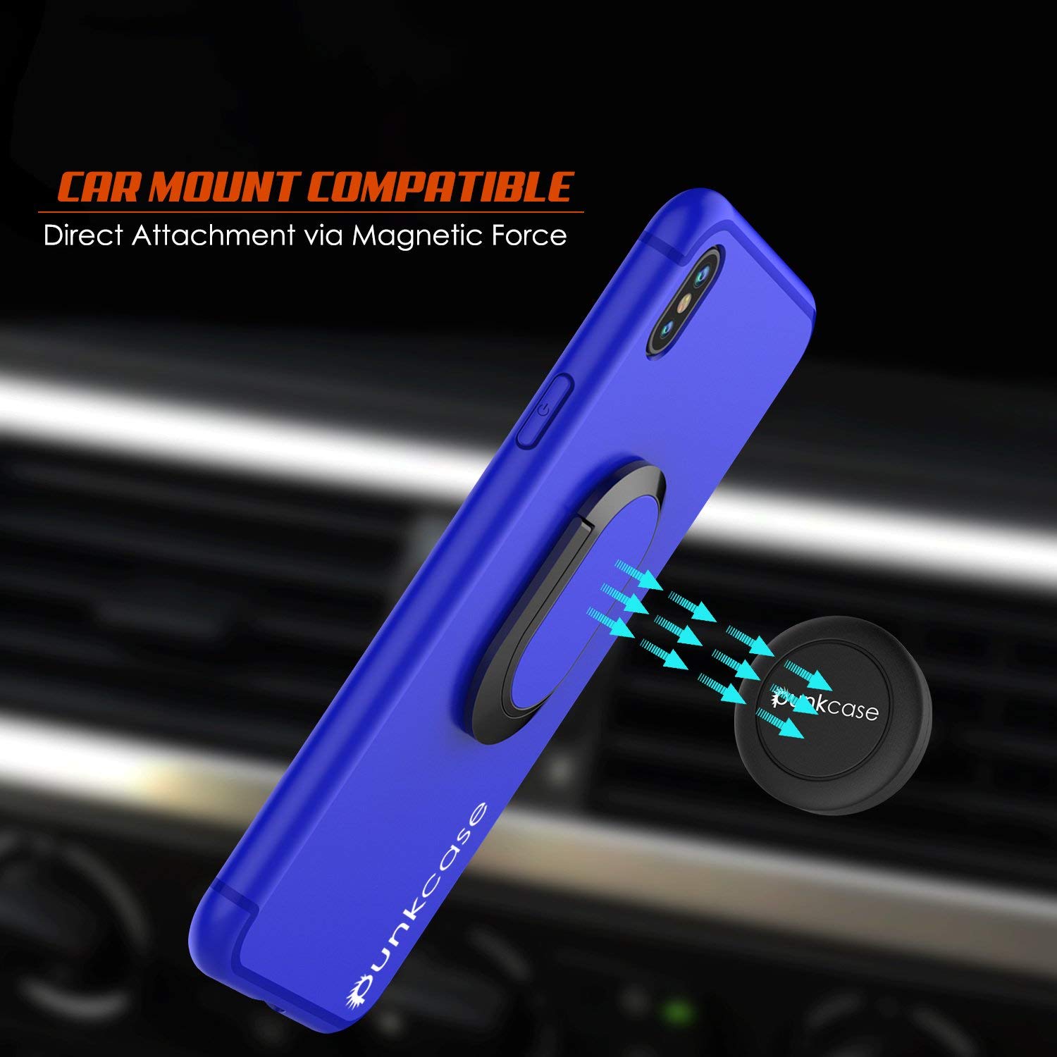 iPhone XR Case, Punkcase Magnetix Protective TPU Cover W/ Kickstand, Tempered Glass Screen Protector [Blue]