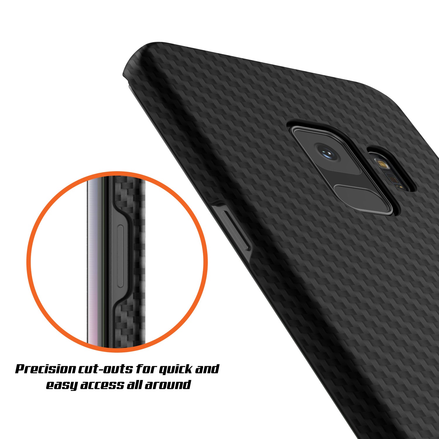 Galaxy S9 Case, Punkcase CarbonShield, Heavy Duty & Ultra Thin 2 Piece Dual Layer PU Leather Black Cover