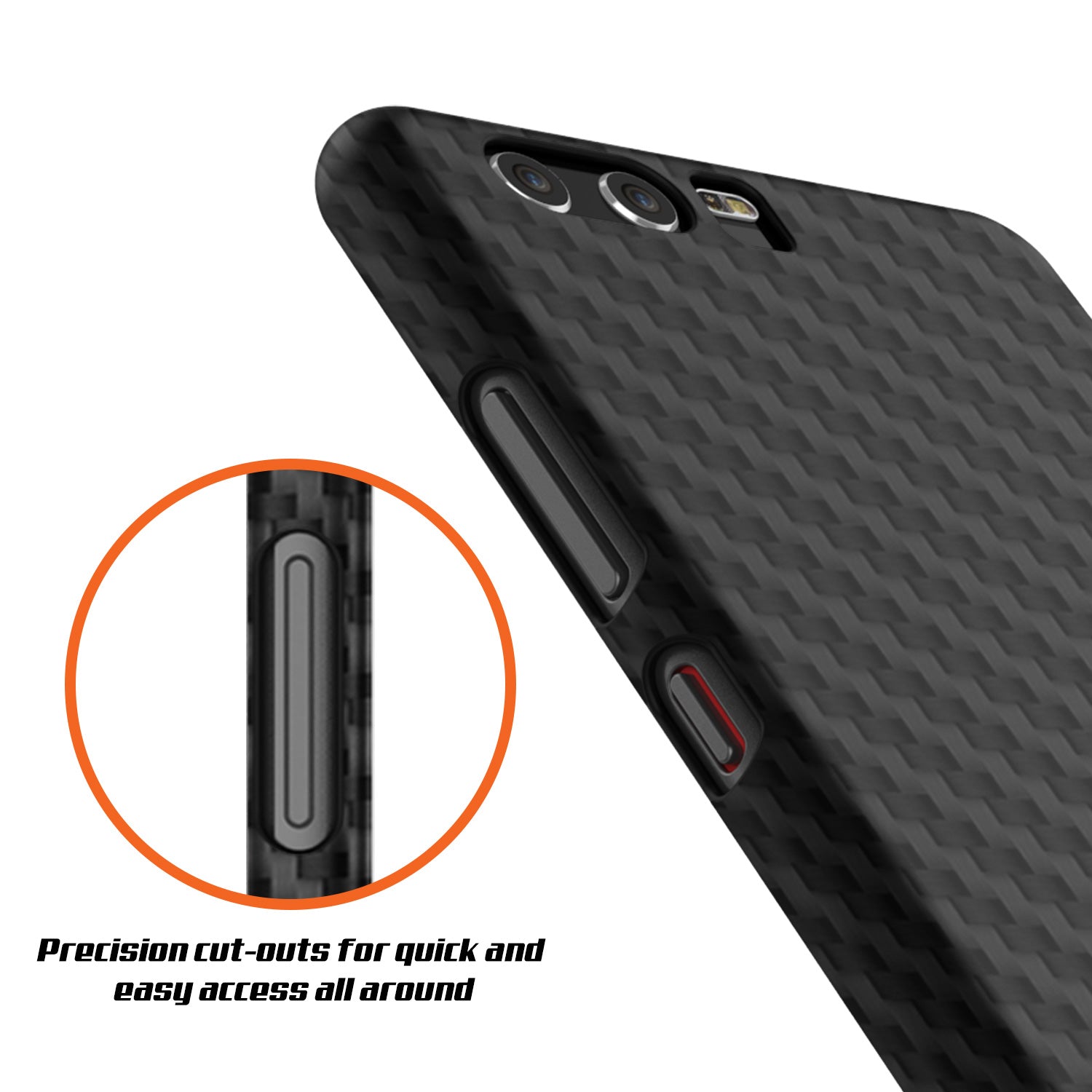 Huawei P10 Case, Punkcase CarbonShield, Heavy Duty [Jet Black] Cover