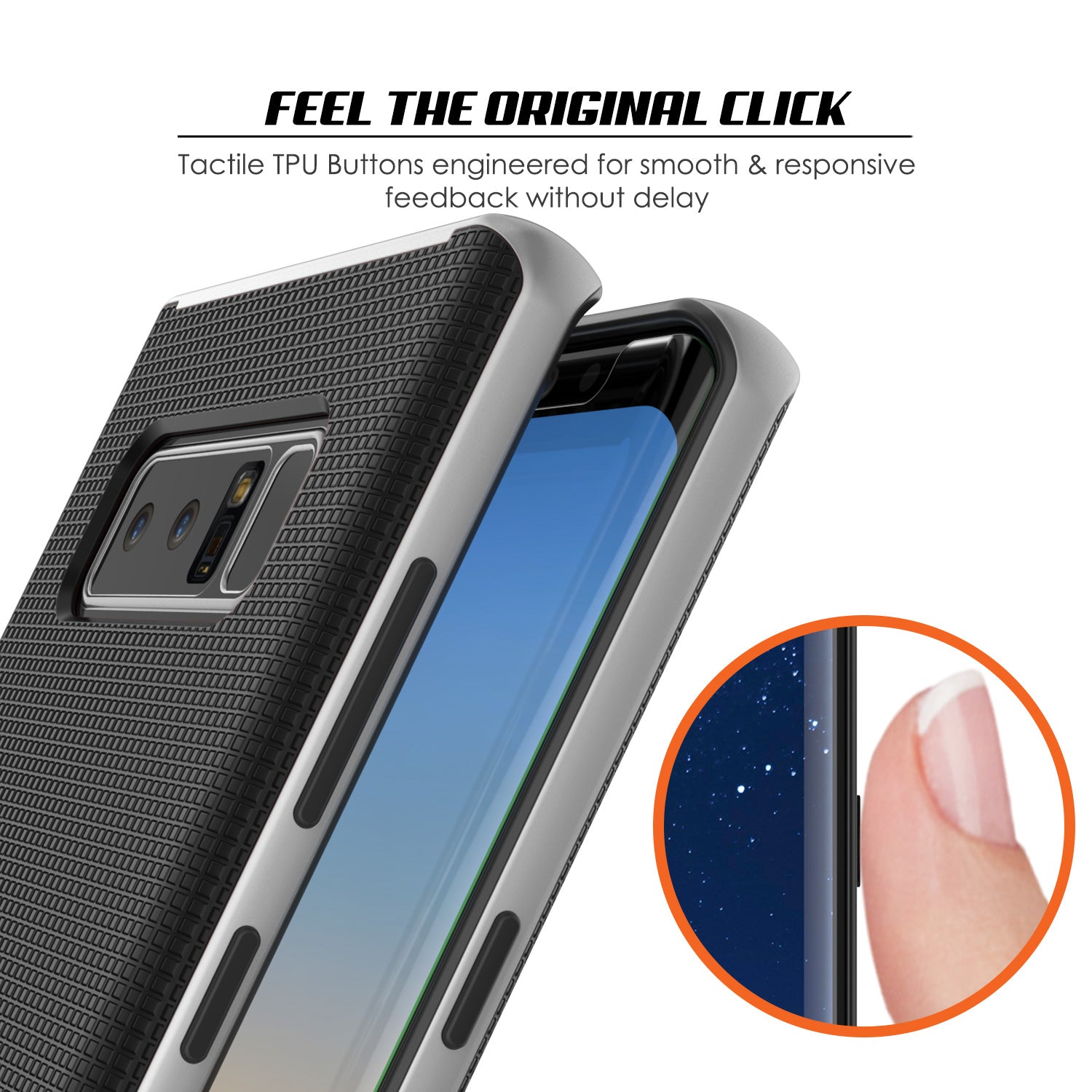 Galaxy Note 8 Hybrid 3-Piece Anti-Shock Dual Layer Case | Silver