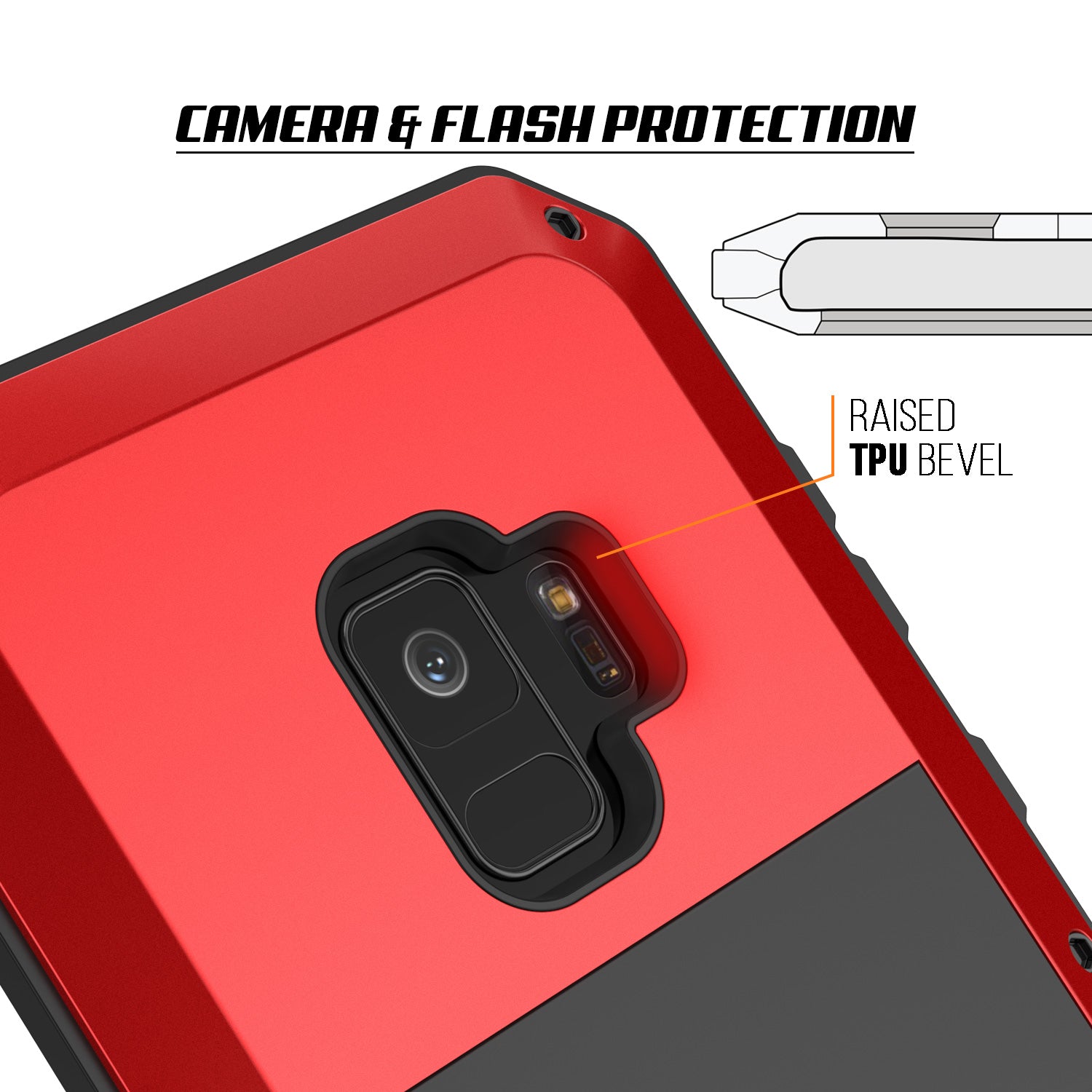 Galaxy S9 Metal Case, Heavy Duty Military Grade Rugged Armor Cover [Red]