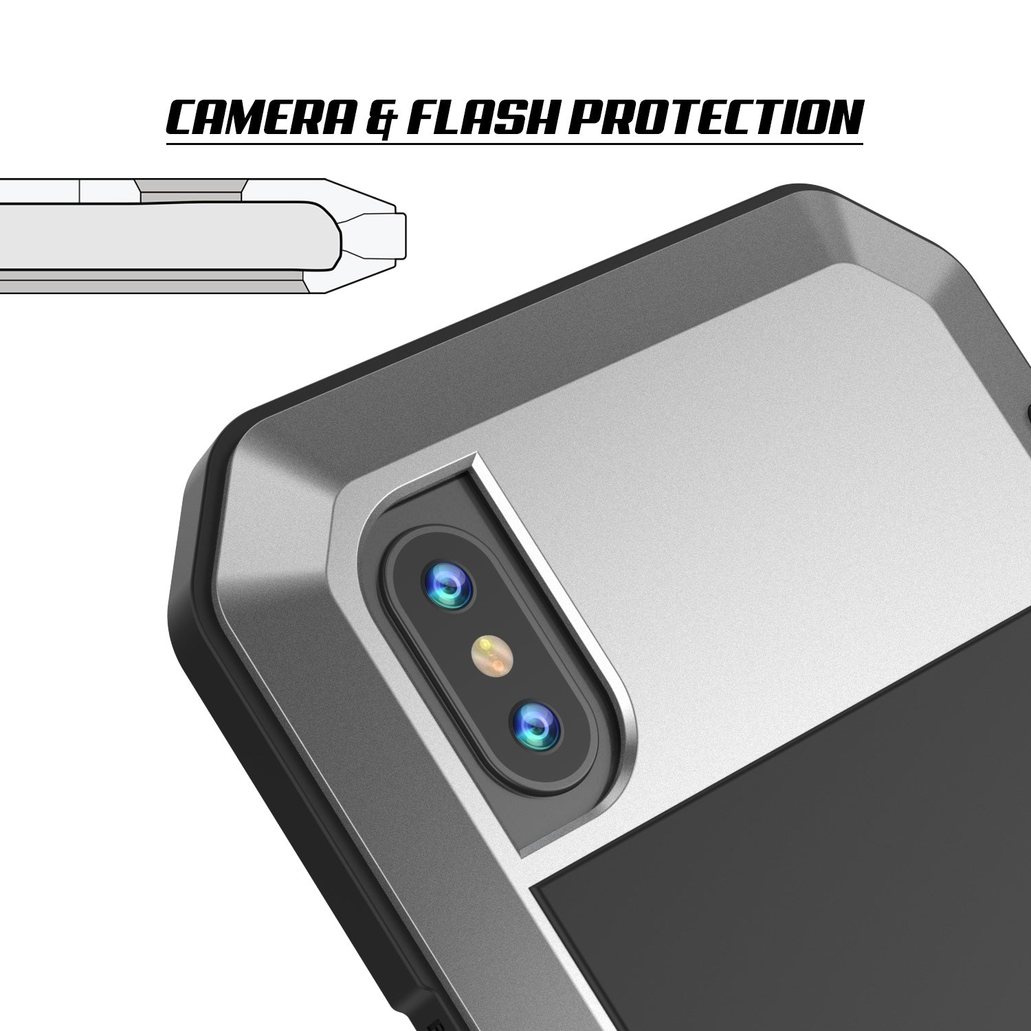 iPhone X Metal Case, Heavy Duty Military Grade Rugged Silver Armor Cover [shock proof] Hybrid Full Body Hard Aluminum & TPU Design