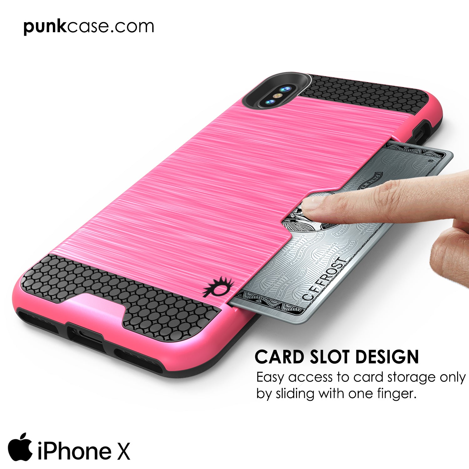 iPhone X Case, PUNKcase [SLOT Series] Slim Fit Dual-Layer Armor Cover [Pink]