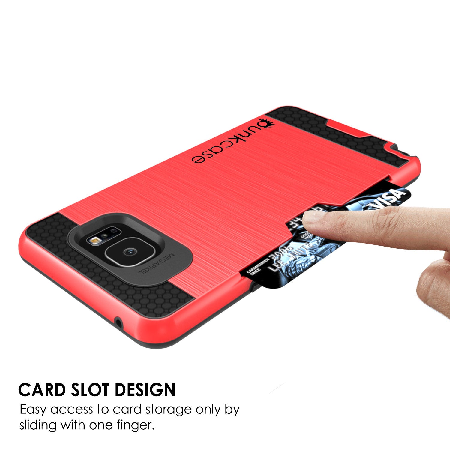 Galaxy Note 5 Case PunkCase SLOT Red Series Slim Armor Soft Cover Case w/ Tempered Glass