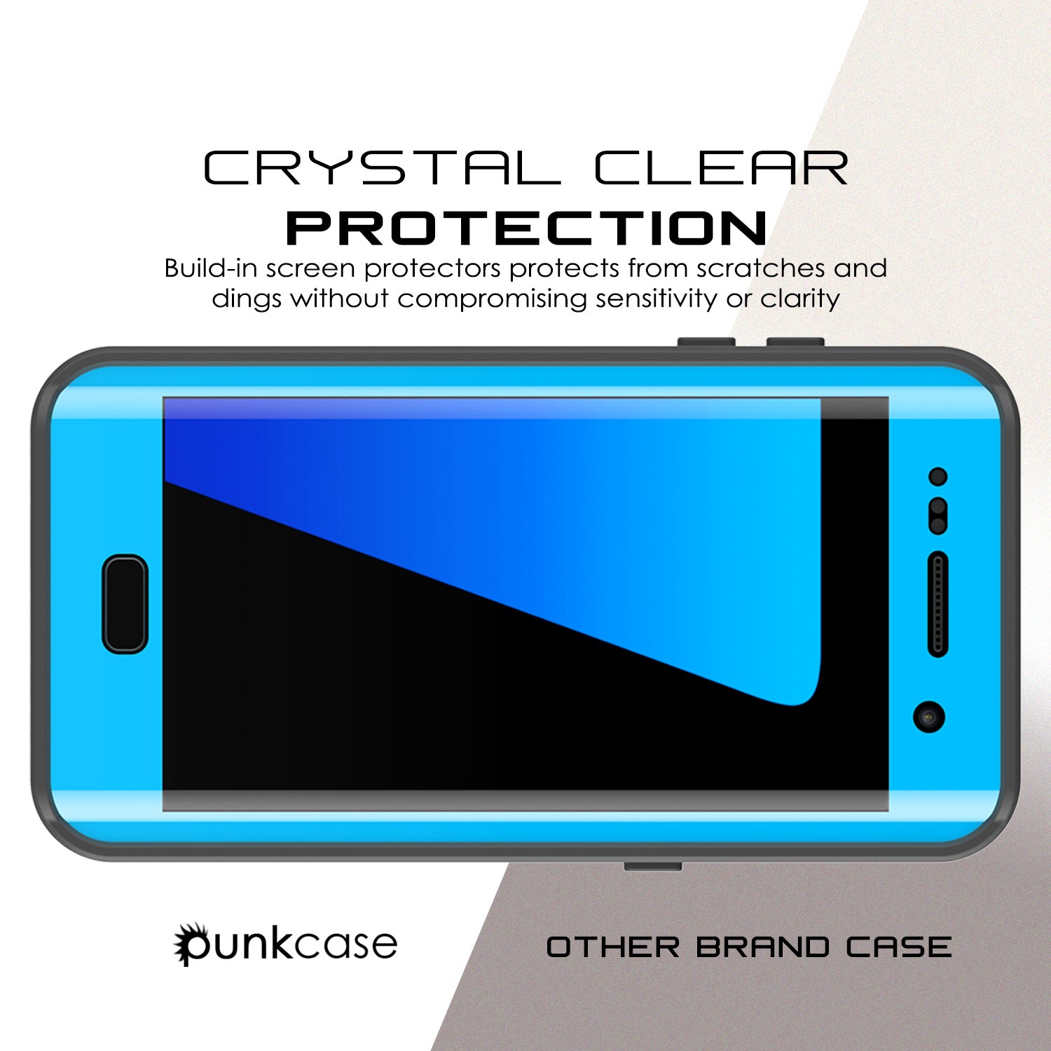 Galaxy S7 Edge Waterproof Case, Punkcase [Extreme Series] [Slim Fit] [IP68 Certified] Armor Cover W/ Built In Screen Protector [LIGHT BLUE]