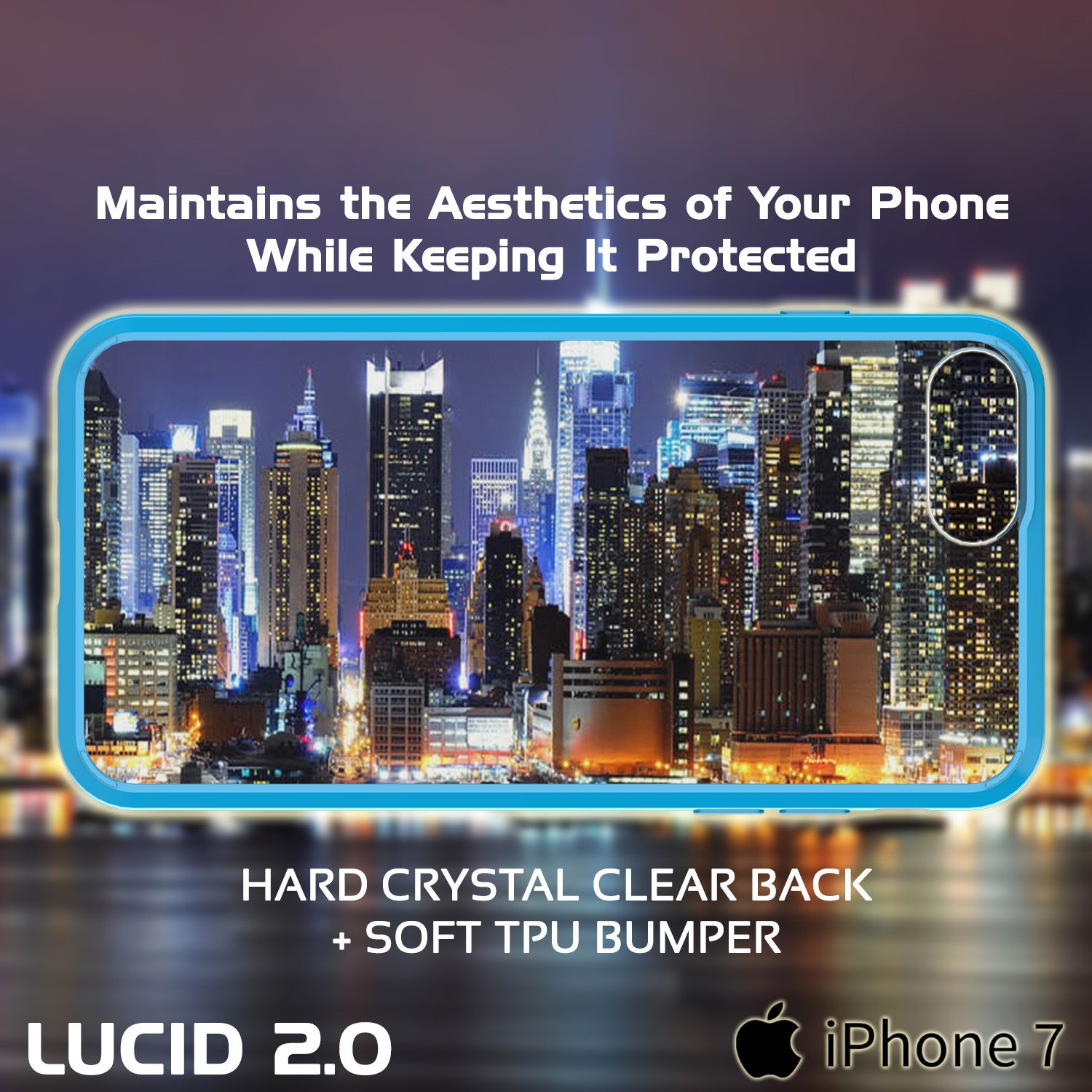 iPhone 7 Case Punkcase® LUCID 2.0 Light Blue Series w/ PUNK SHIELD Screen Protector | Ultra Fit
