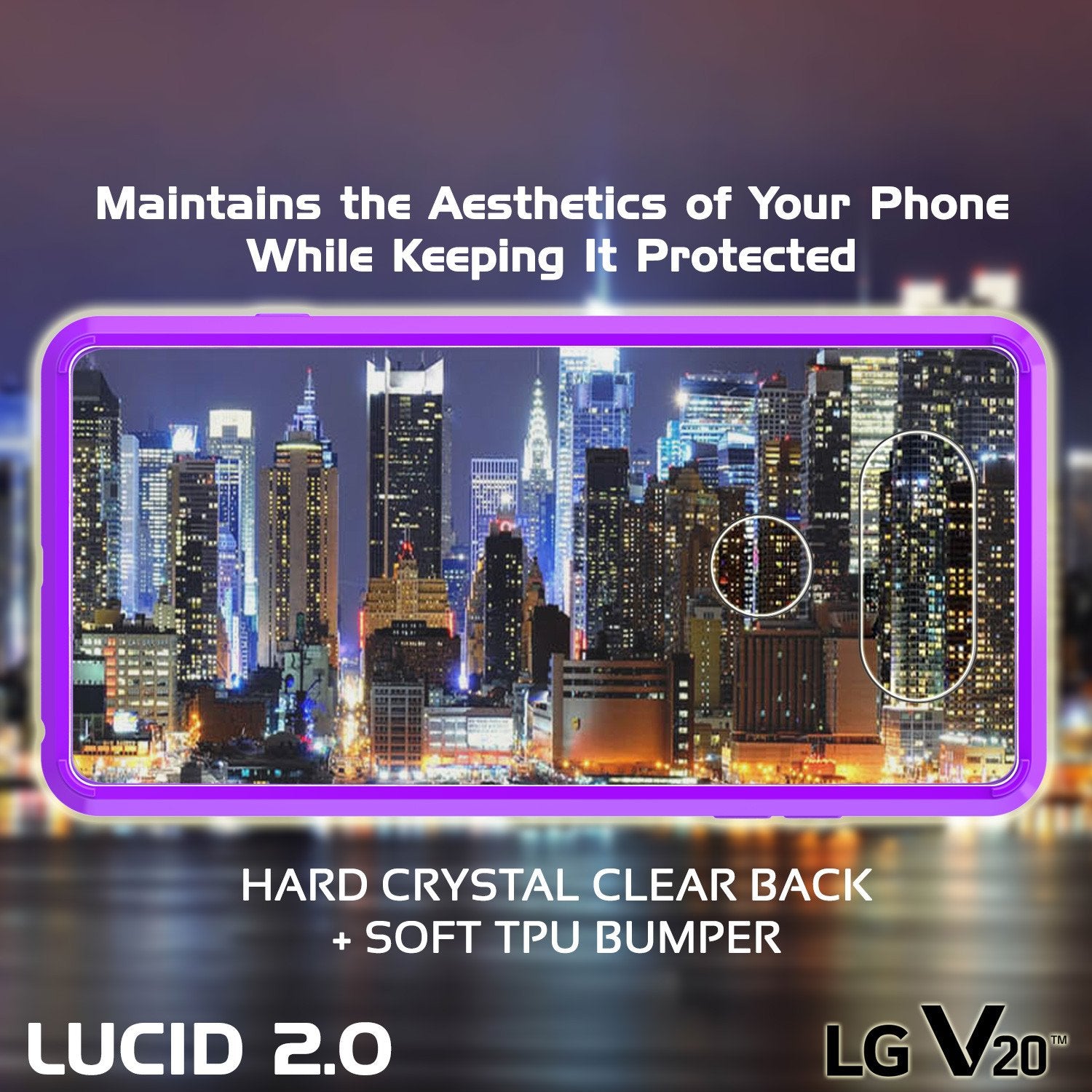 LG v40 Case Punkcase® LUCID 2.0 Purple Series w/ PUNK SHIELD Glass Screen Protector | Ultra Fit