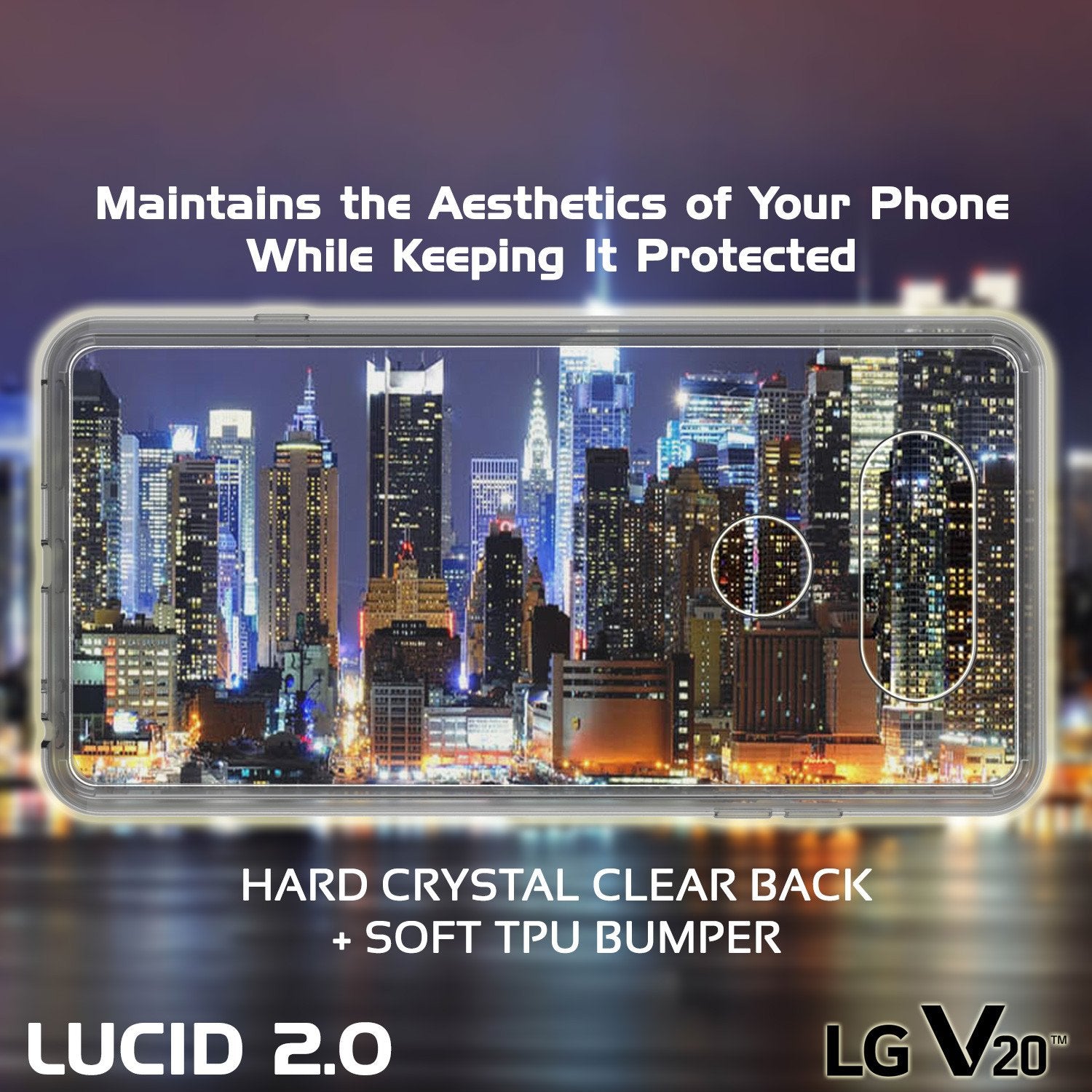 LG v40 Case Punkcase® LUCID 2.0 Crystal Black Series w/ PUNK SHIELD Glass Screen Protector | Ultra Fit