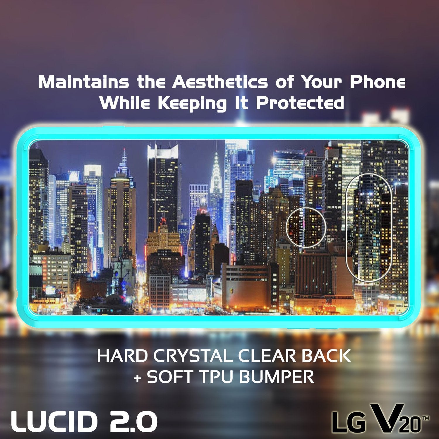 LG v40 Case Punkcase® LUCID 2.0 Teal Series w/ PUNK SHIELD Glass Screen Protector | Ultra Fit