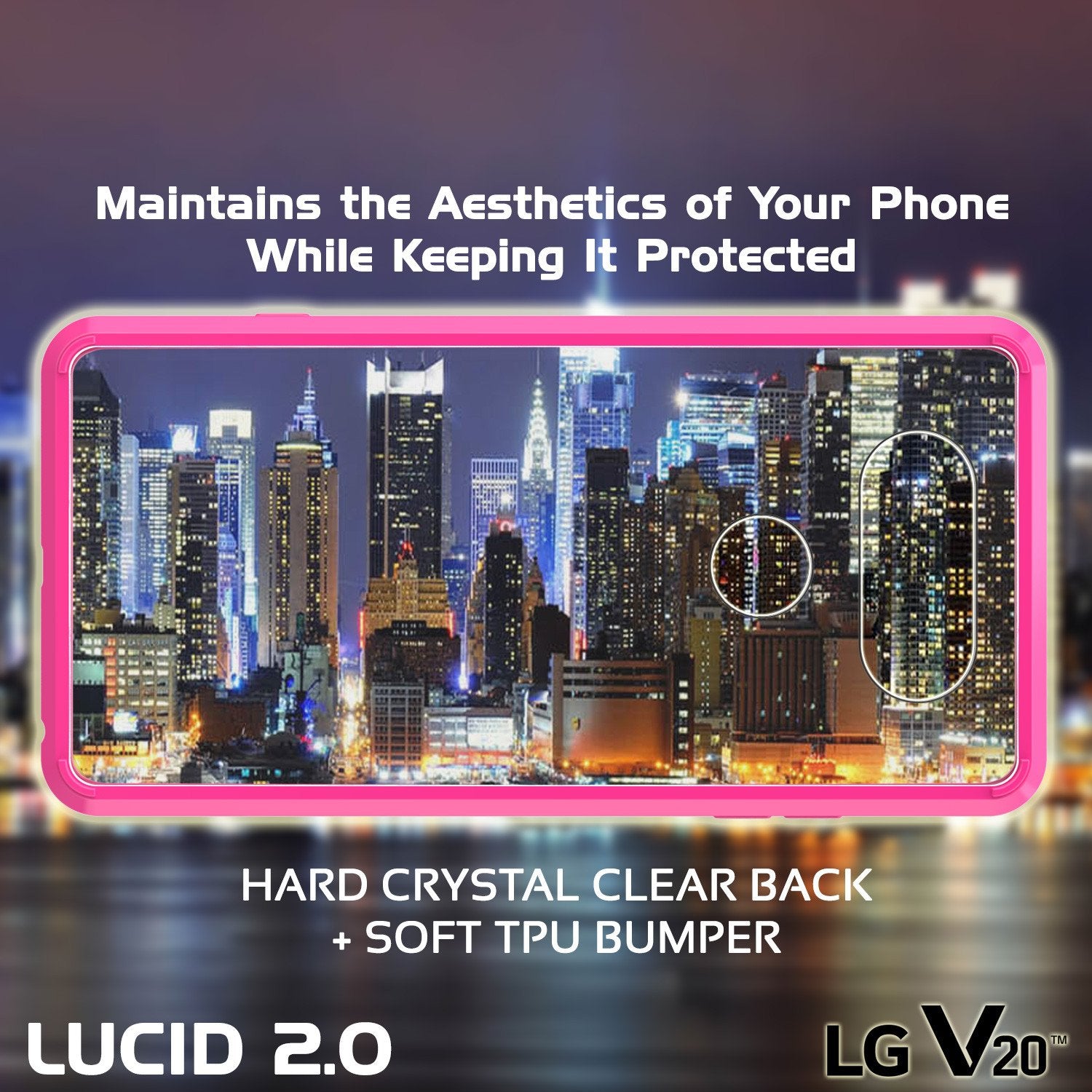 LG v40 Case Punkcase® LUCID 2.0 Pink Series w/ PUNK SHIELD Glass Screen Protector | Ultra Fit