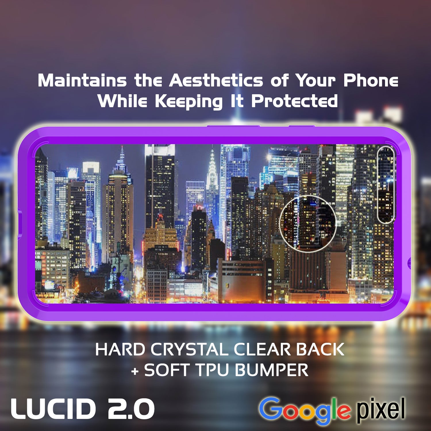 Google Pixel Case Punkcase® LUCID 2.0 Purple Series w/ PUNK SHIELD Glass Screen Protector | Ultra Fit