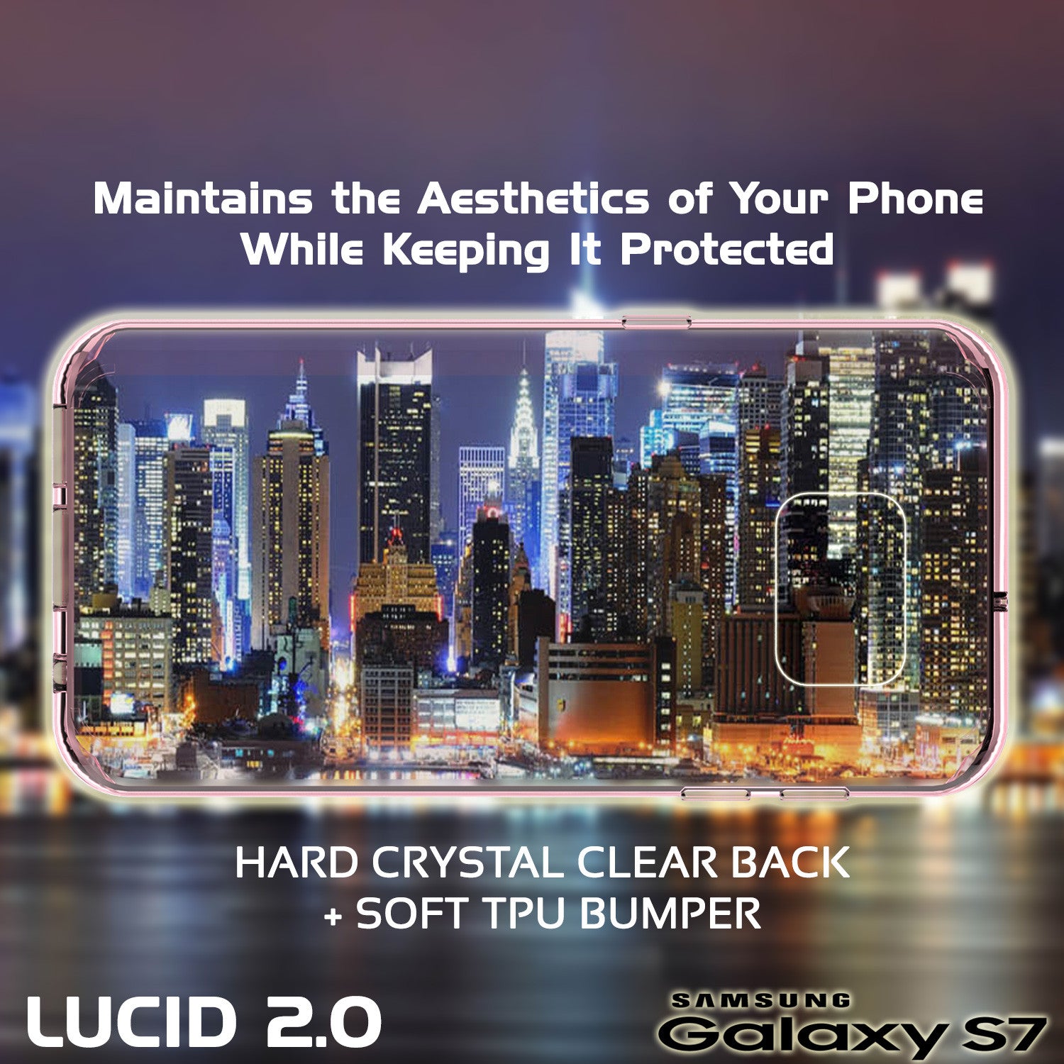 S7 Case Punkcase® LUCID 2.0 Crystal Pink Series w/ PUNK SHIELD Glass Screen Protector | Ultra Fit
