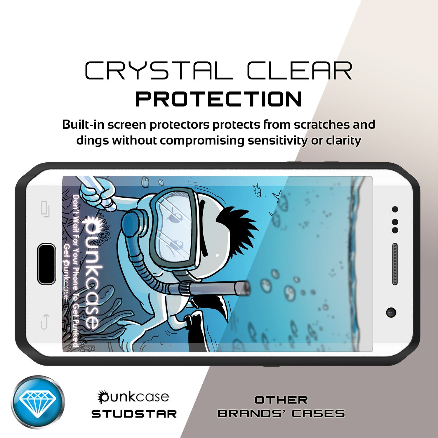 Galaxy S7 EDGE Waterproof Case, Punkcase StudStar White Thin 6.6ft Underwater IP68 Shock/Snow Proof