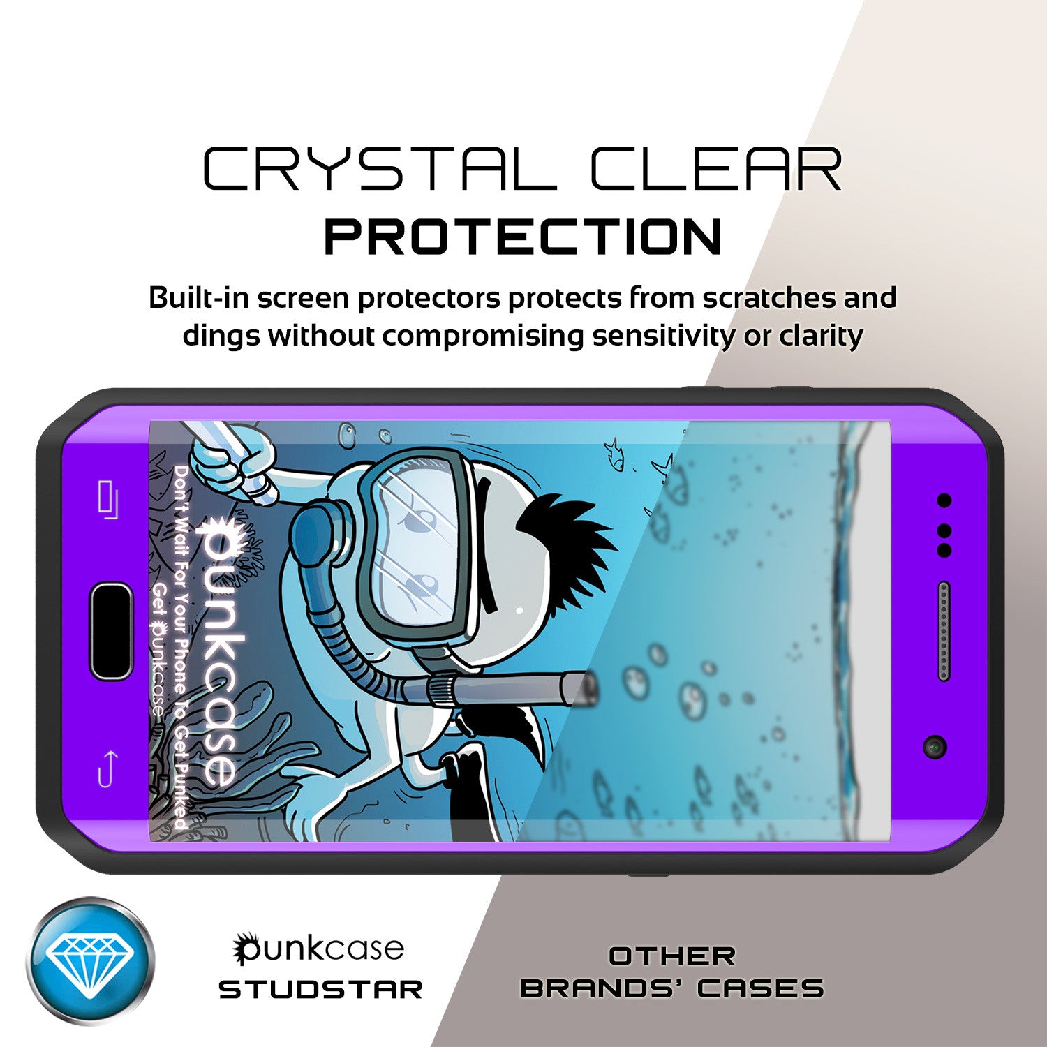 Galaxy S7 EDGE Waterproof Case PunkCase StudStar Purple Thin 6.6ft Underwater IP68 Shock/Snow Proof