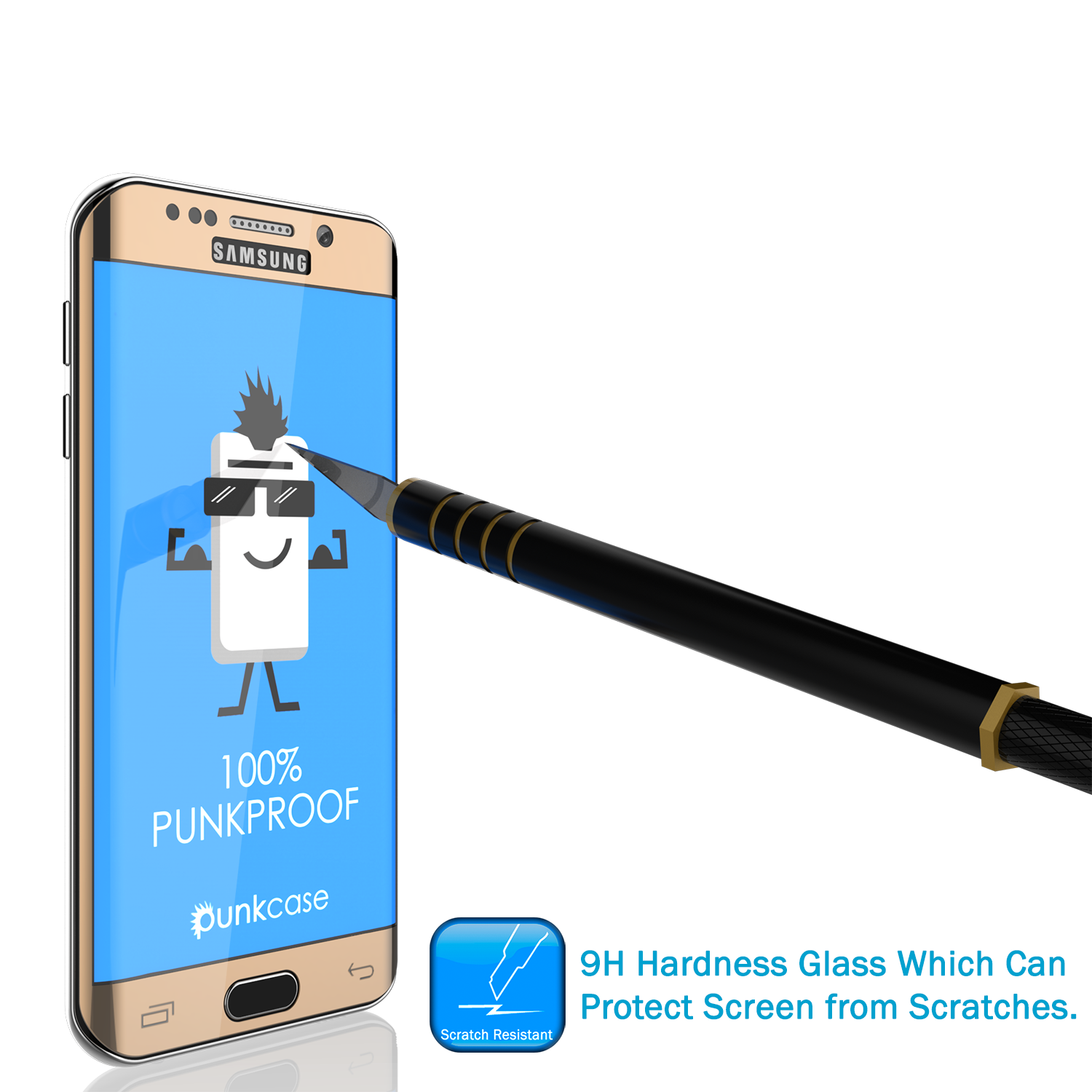 Galaxy Note 7 Gold Screen Protector, Punkcase Glass SHIELD  0.33mm Thick 9H Tempered Glass