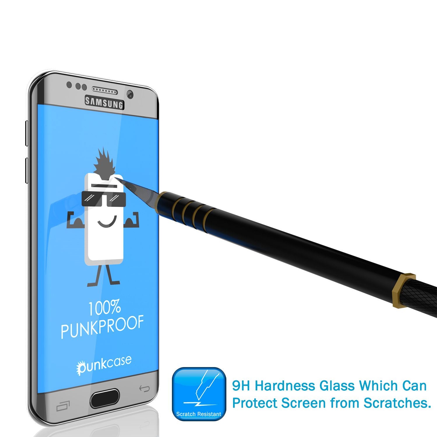 Galaxy S7 Silver Screen Protector, Punkcase Glass SHIELD Tempered Glass Protector 0.33mm Thick 9H