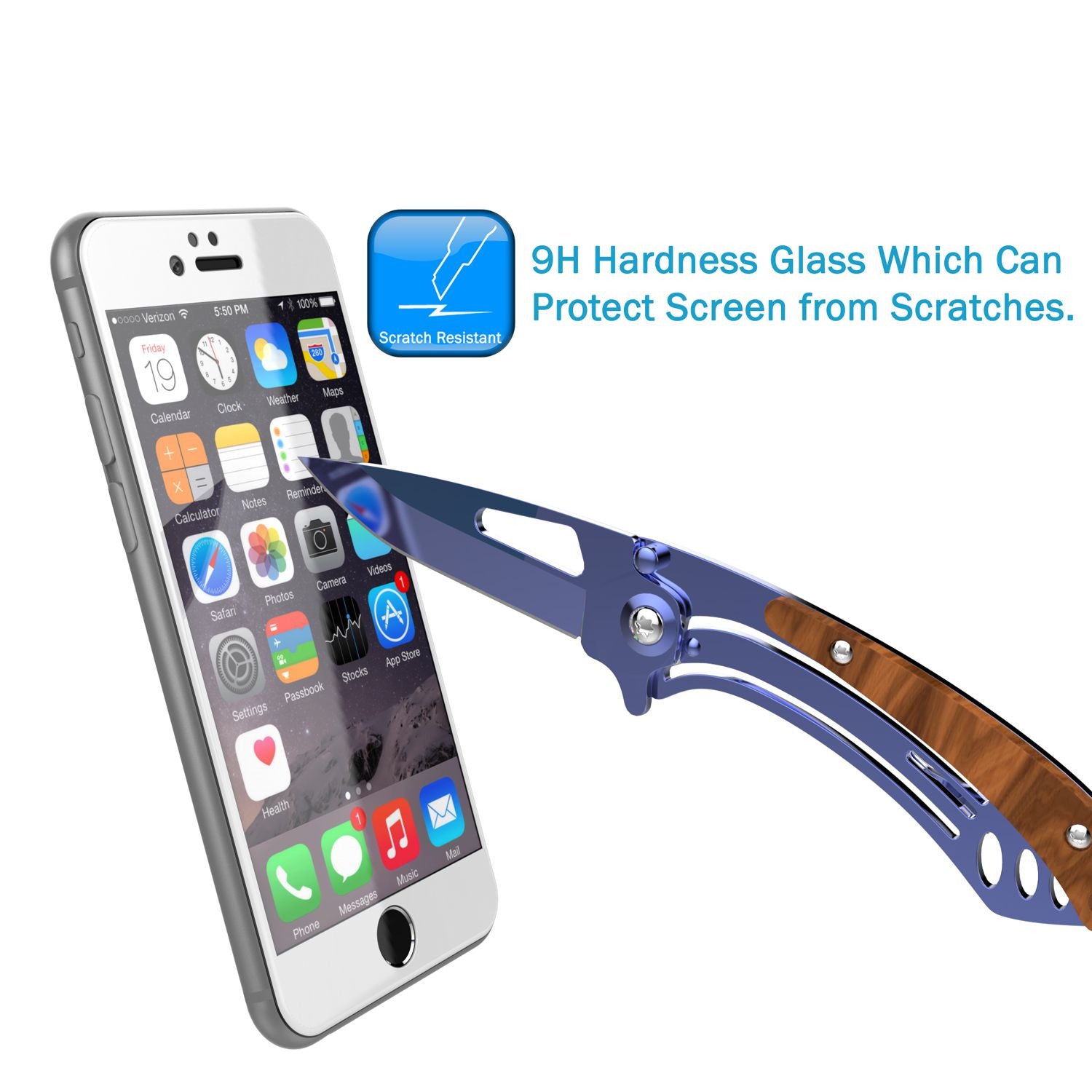 iPhone 6+/6s+ Plus White Screen Protector, Punkcase SHIELD Tempered Glass Protector 0.33mm Thick 9H