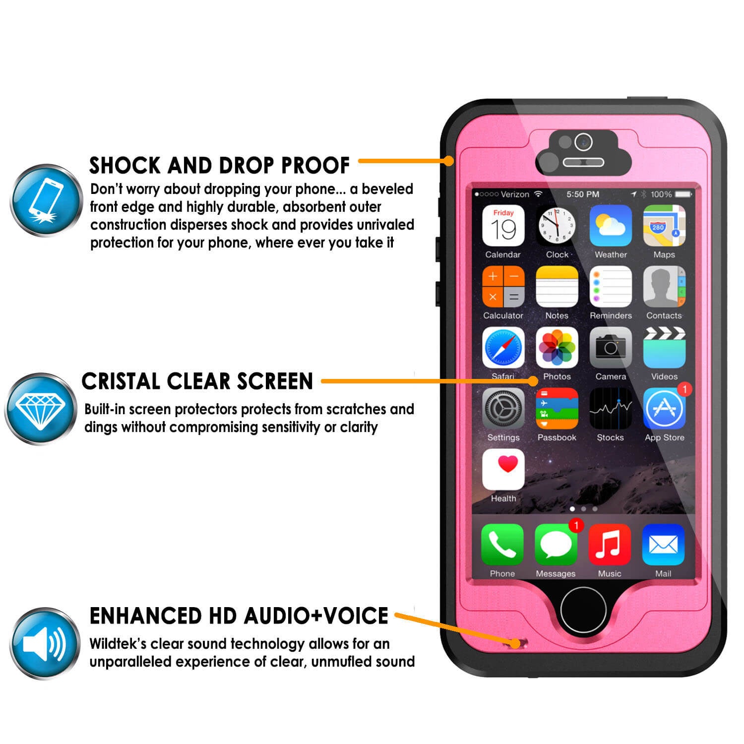 iPhone SE/5S/5 Waterproof Case, PunkCase StudStar Pink  Shock/Dirt/Snow Proof | Lifetime Warranty