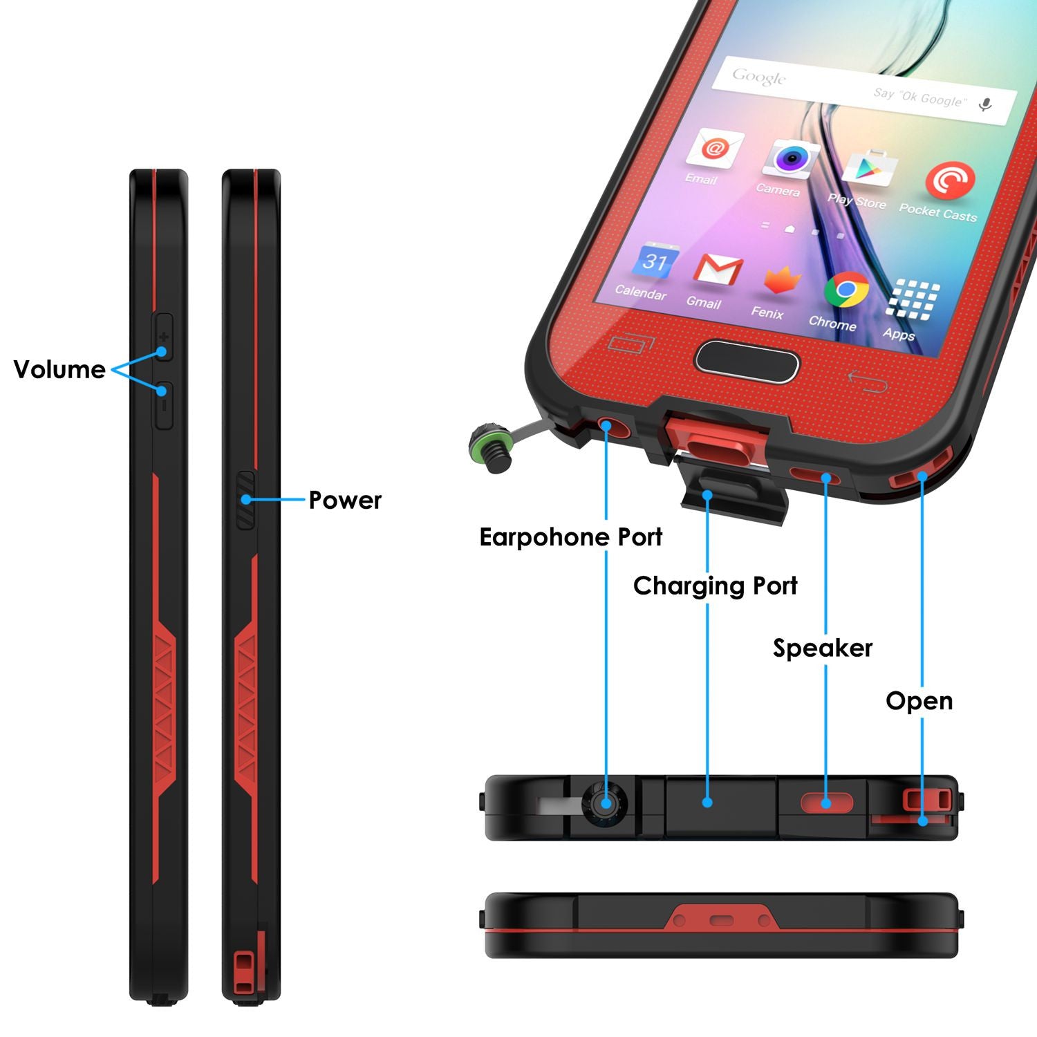 Galaxy S6 Waterproof Case - Punkcase SpikeStar Red – punkcase