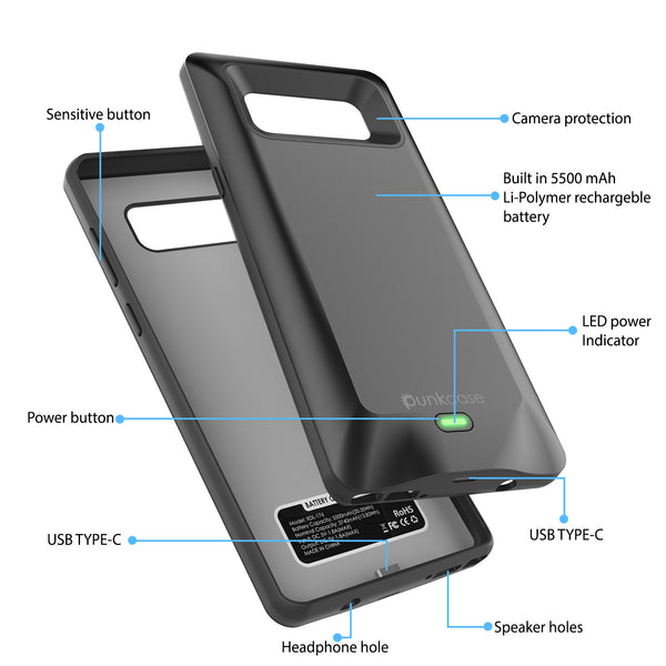 Galaxy Note 8 5000mAH Battery Charger W/ USB Port Slim Case [Black