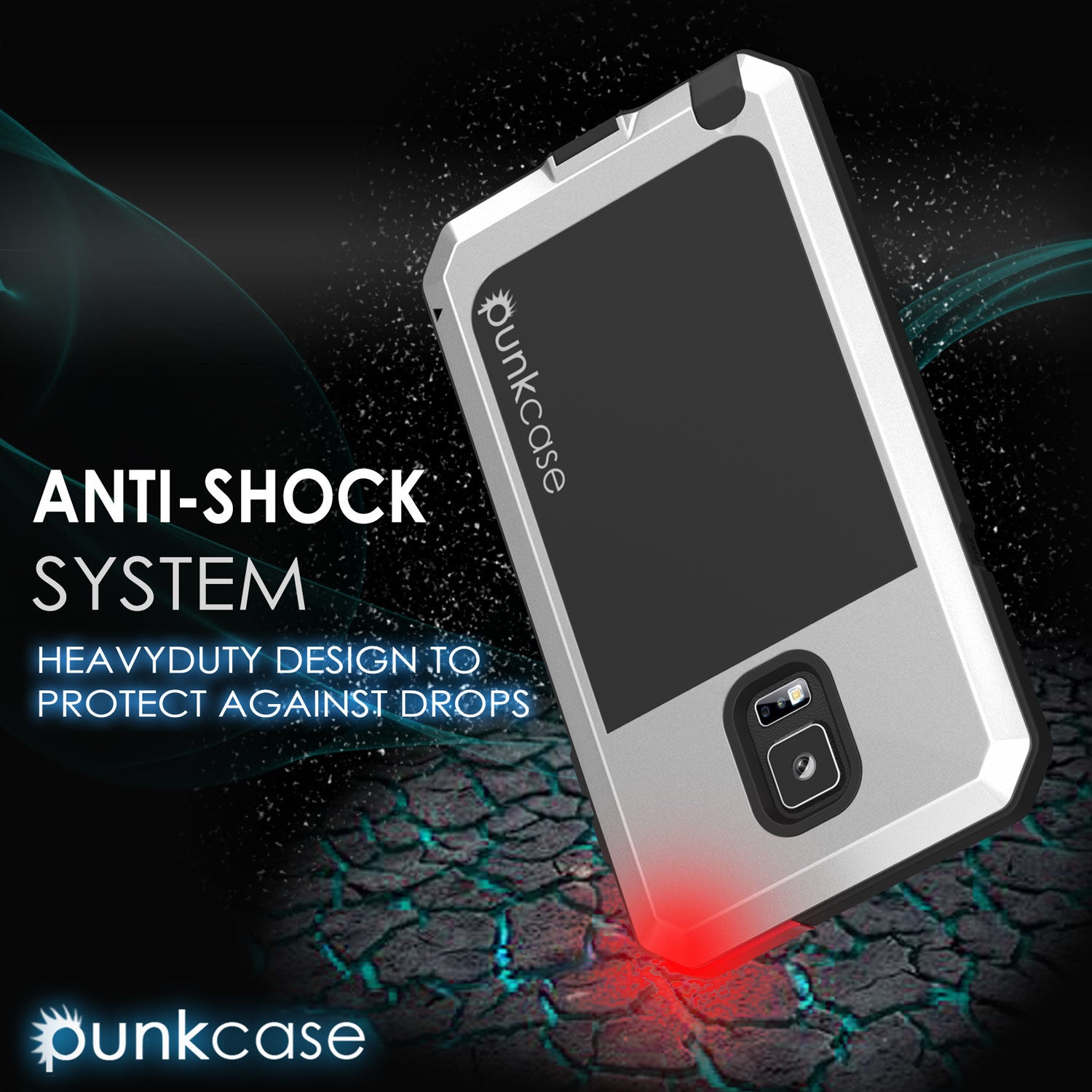 Note 4 Case, Punkcase® METALLIC Series SILVER w/ TEMPERED GLASS | Aluminum Frame