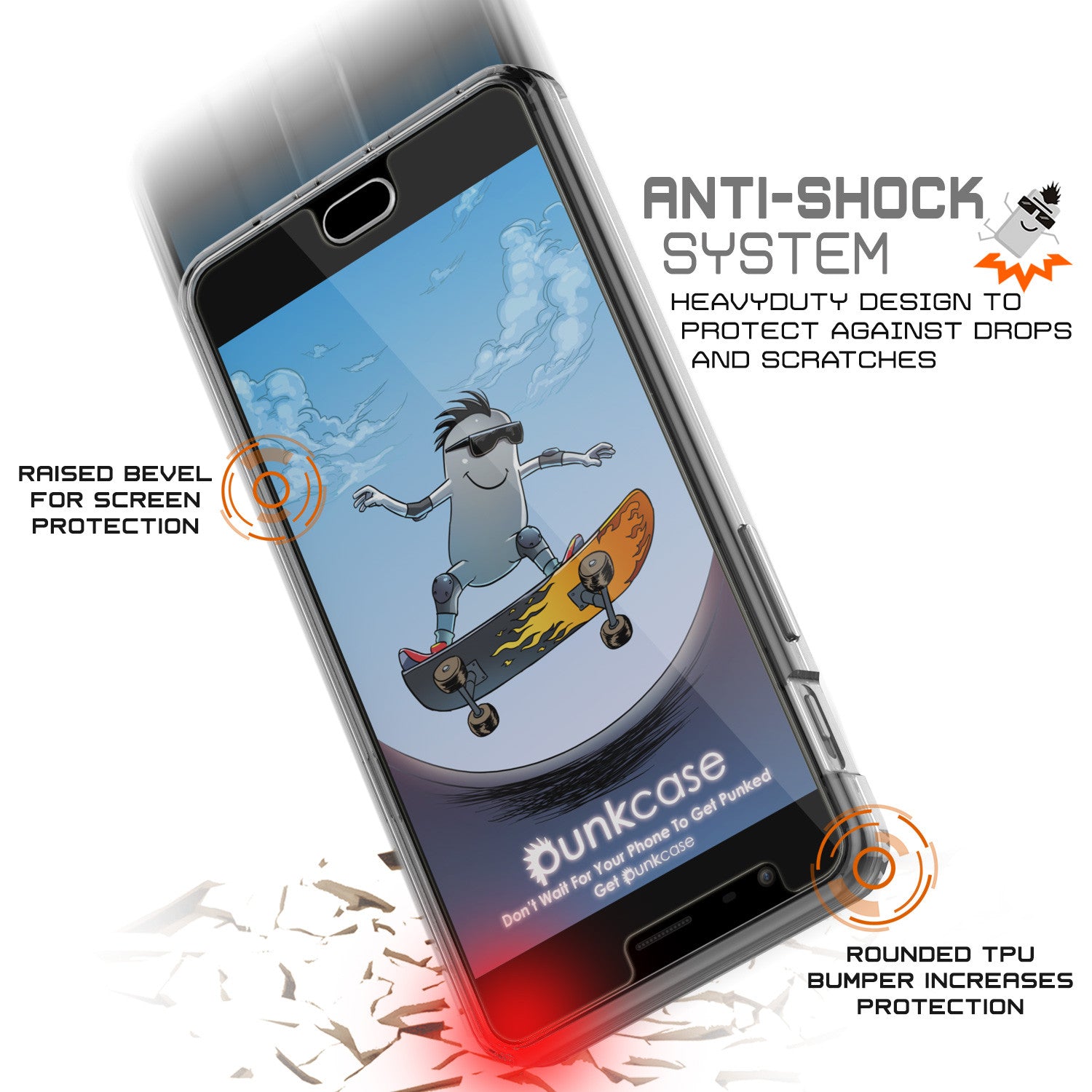 OnePlus 3 Case Punkcase® LUCID 2.0 Crystal Black Series w/ SHIELD GLASS Lifetime Warranty Exchange