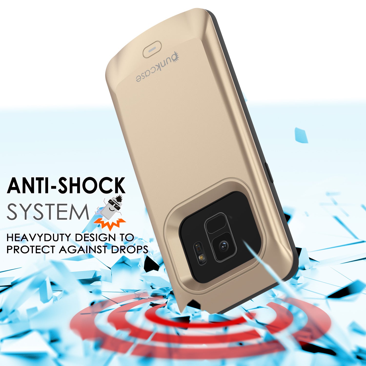 Galaxy S9 Battery Case, PunkJuice 5000mAH Fast Charging Power Bank Case[Gold]