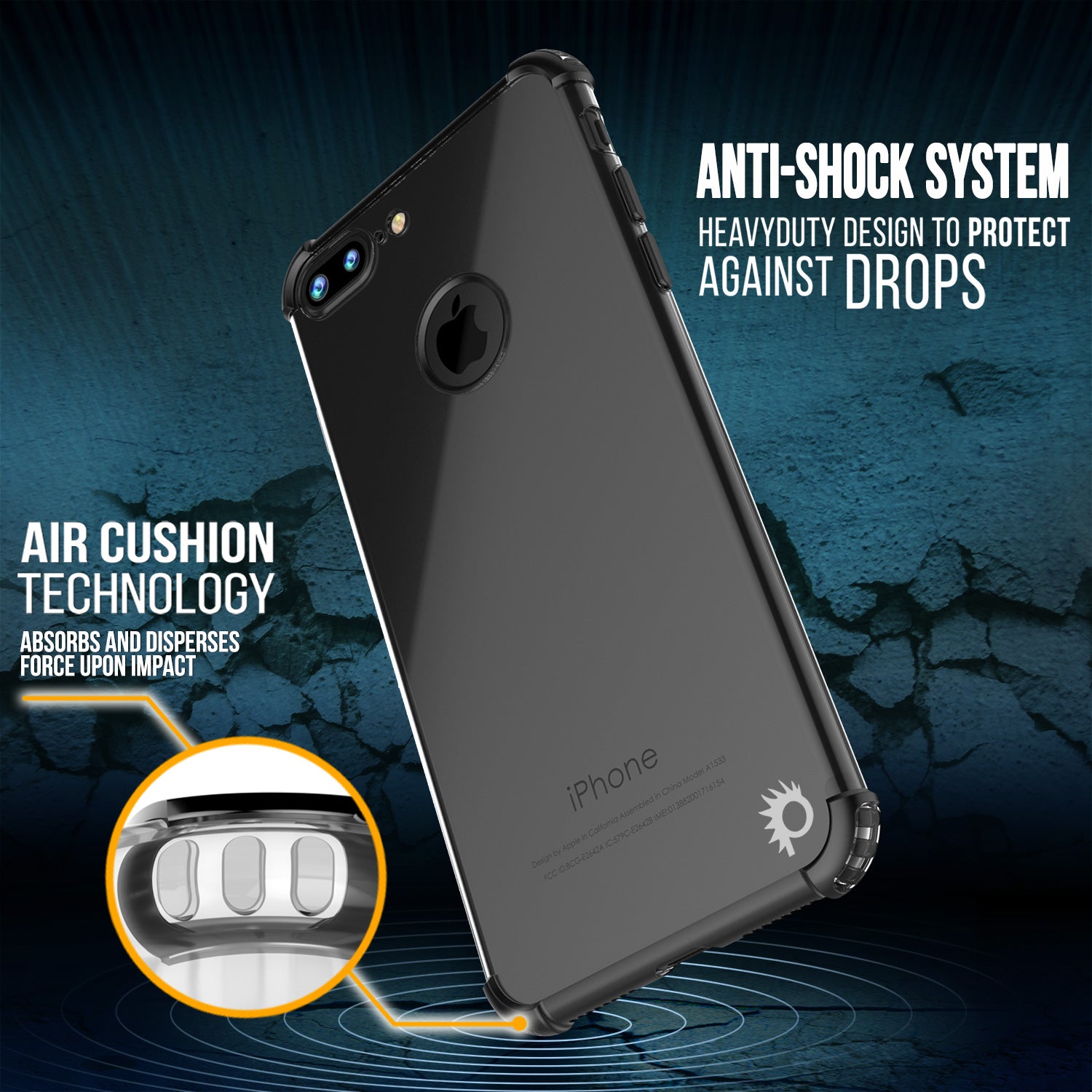 iPhone 8 PLUS Case, Punkcase BLAZE Black Series Protective Cover W/ PunkShield Screen Protector